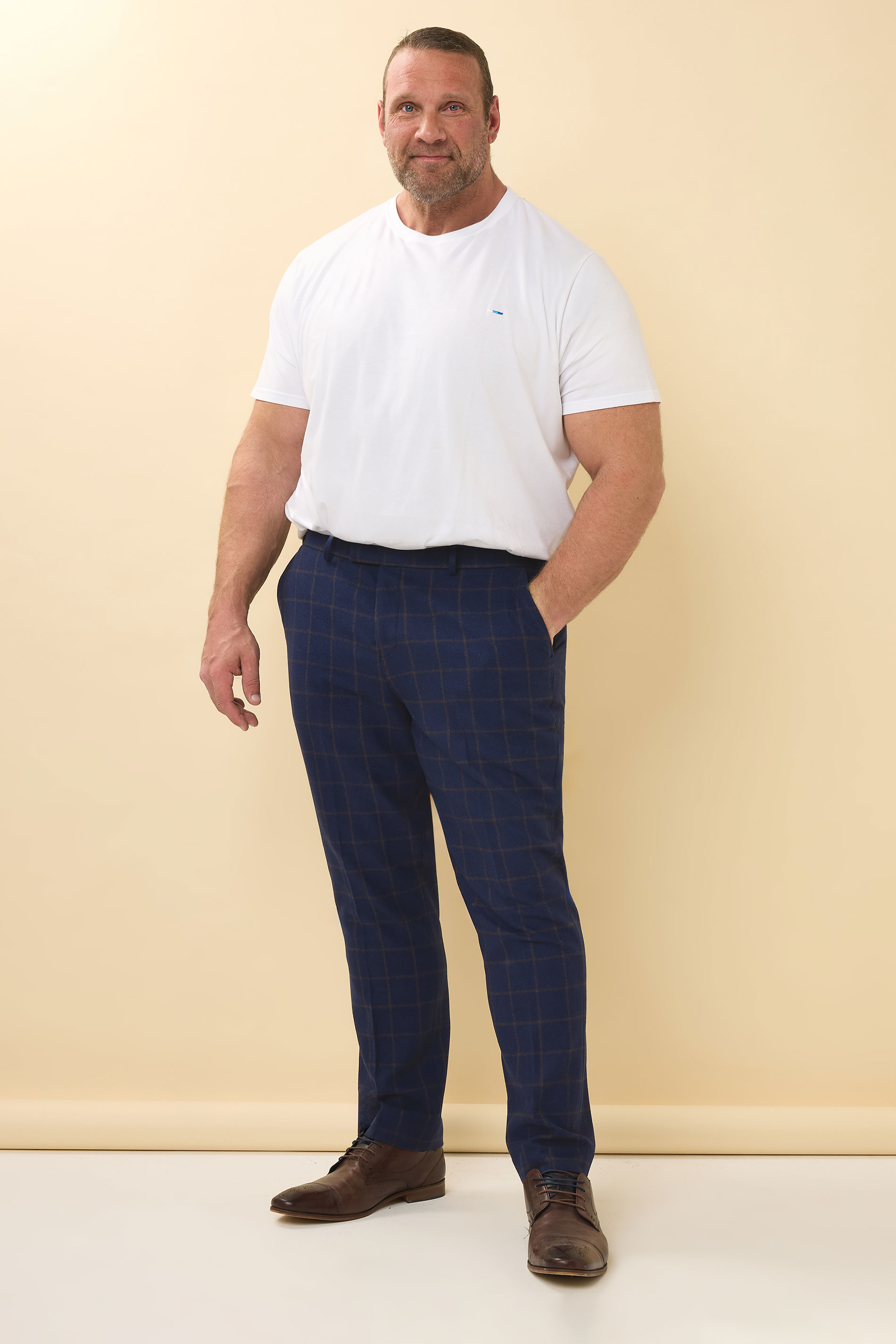 BadRhino Tailoring Big & Tall Navy Blue & Rust Orange Tweed Trousers | BadRhino 9