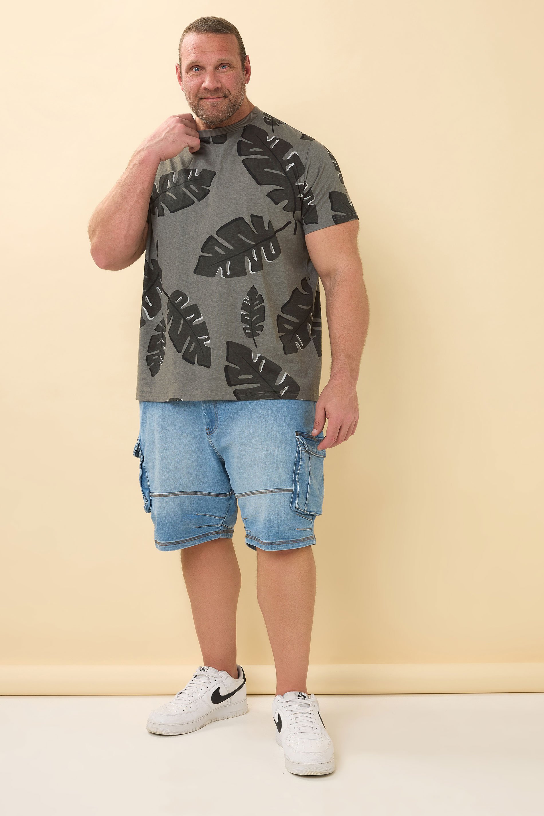 BadRhino Big & Tall Grey Palm Print Short Sleeve T-Shirt | BadRhino 3