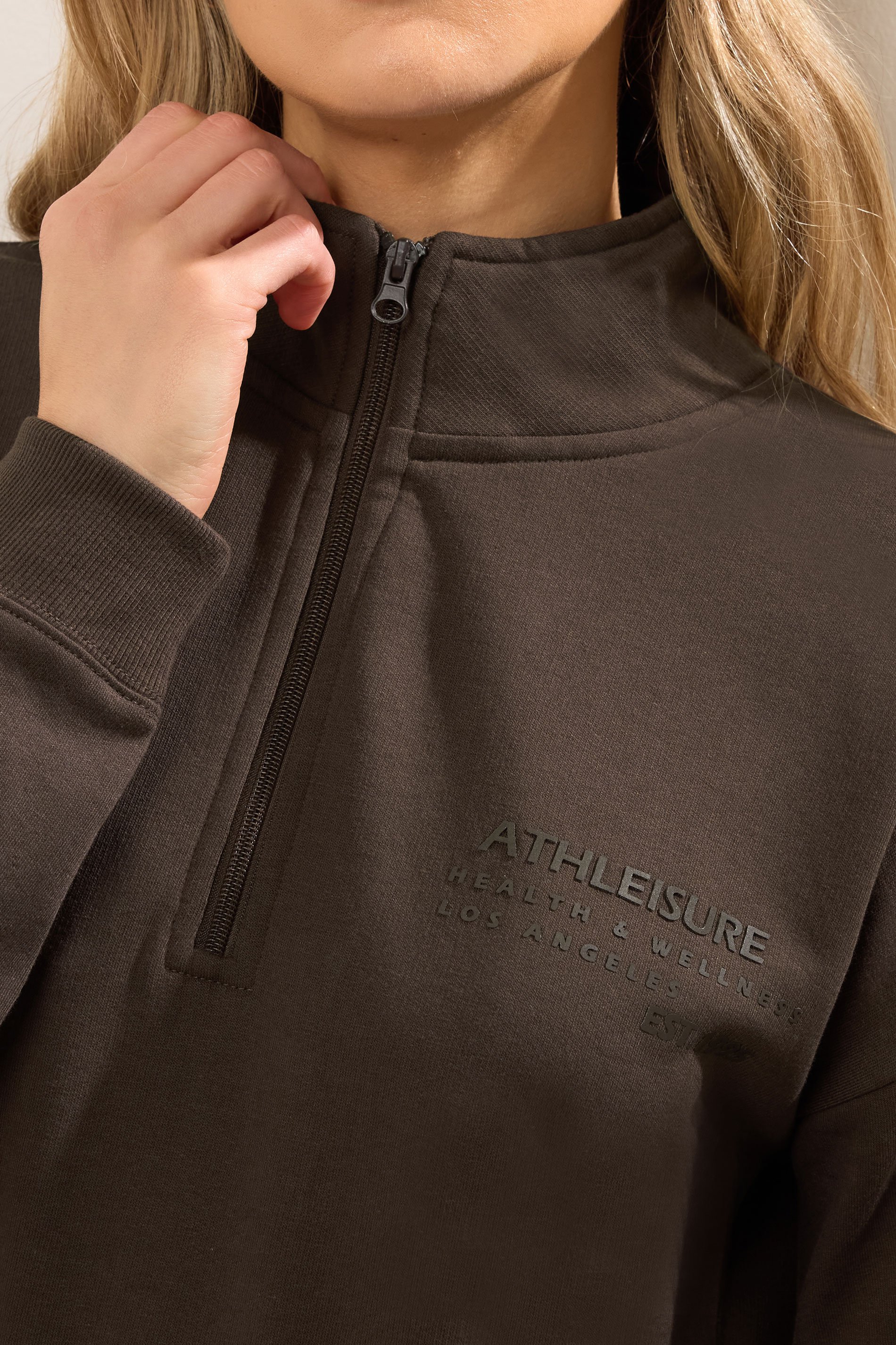 LTS Tall Women's Chocolate Brown Slogan Zip Sweatshirt | Long Tall Sally 5