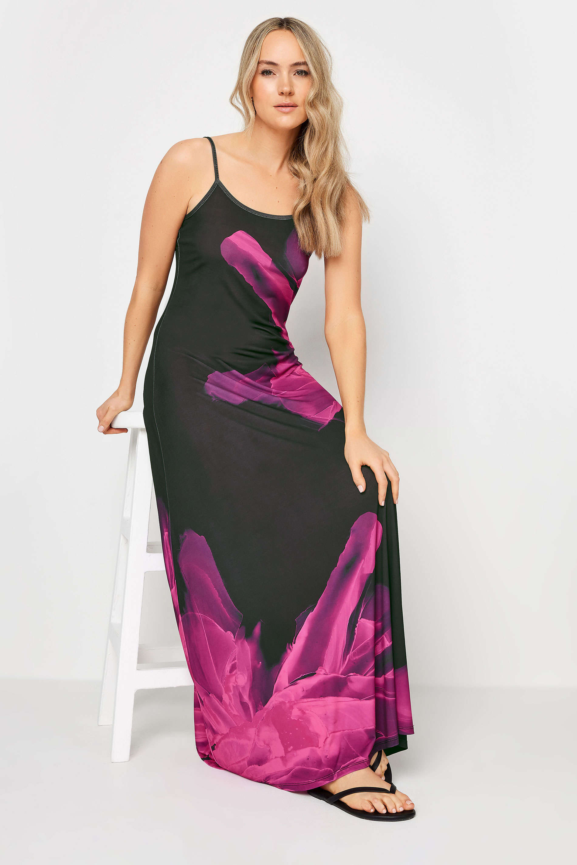 LTS Tall Womens Black & Pink Floral Print Sleeveless Maxi Dress | Long Tall Sally 2