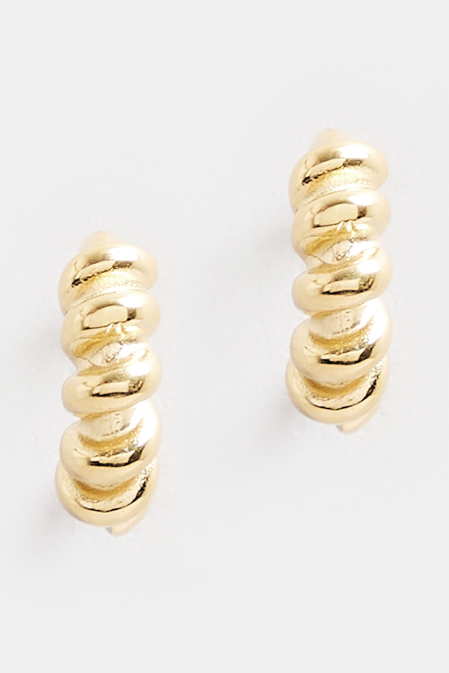 Gold Tone Stainless Steel Coil Hoop Earrings | Yours Clothing 2