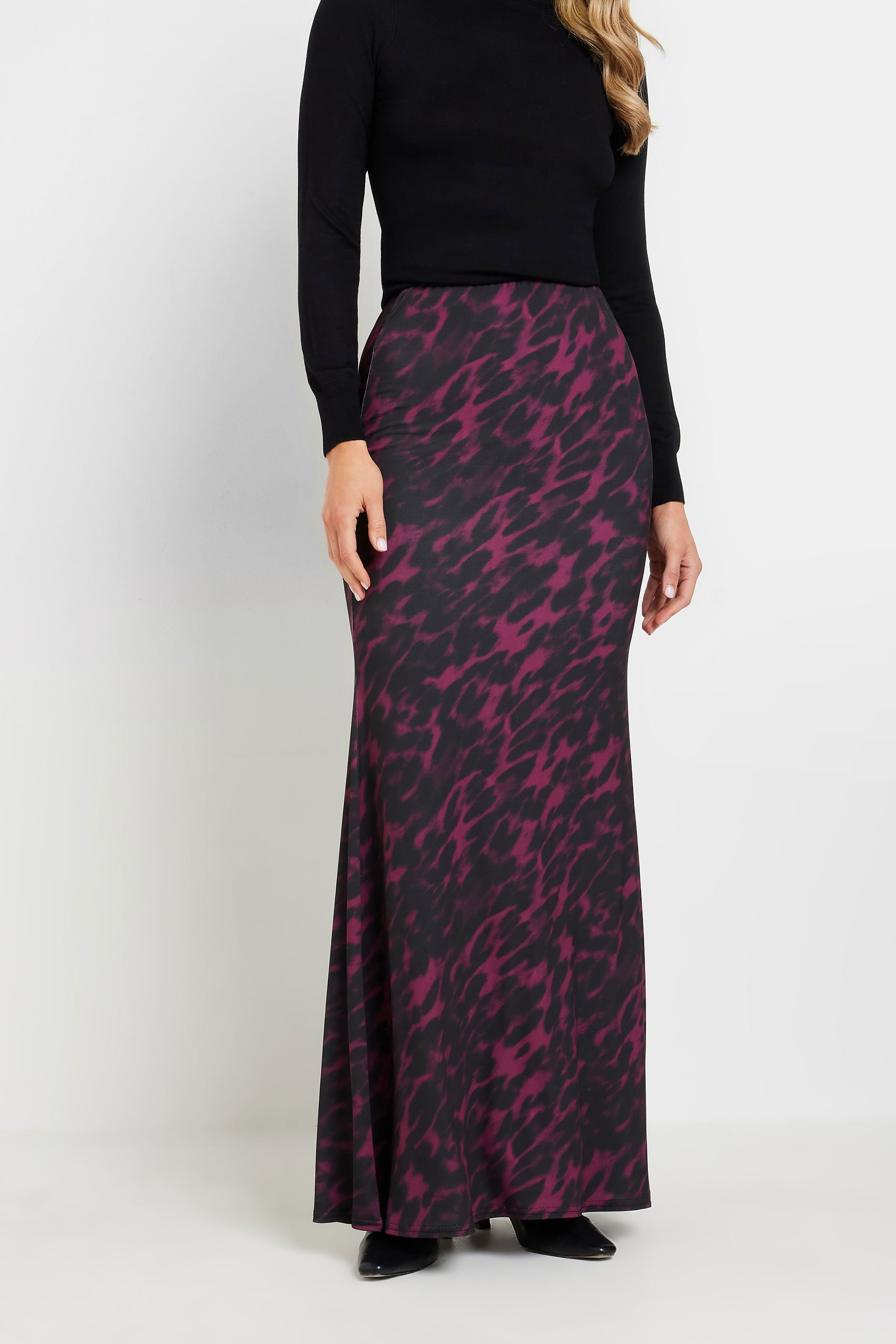 LTS Tall Burgundy Red Animal Print Maxi Skirt | Long Tall Sally 2