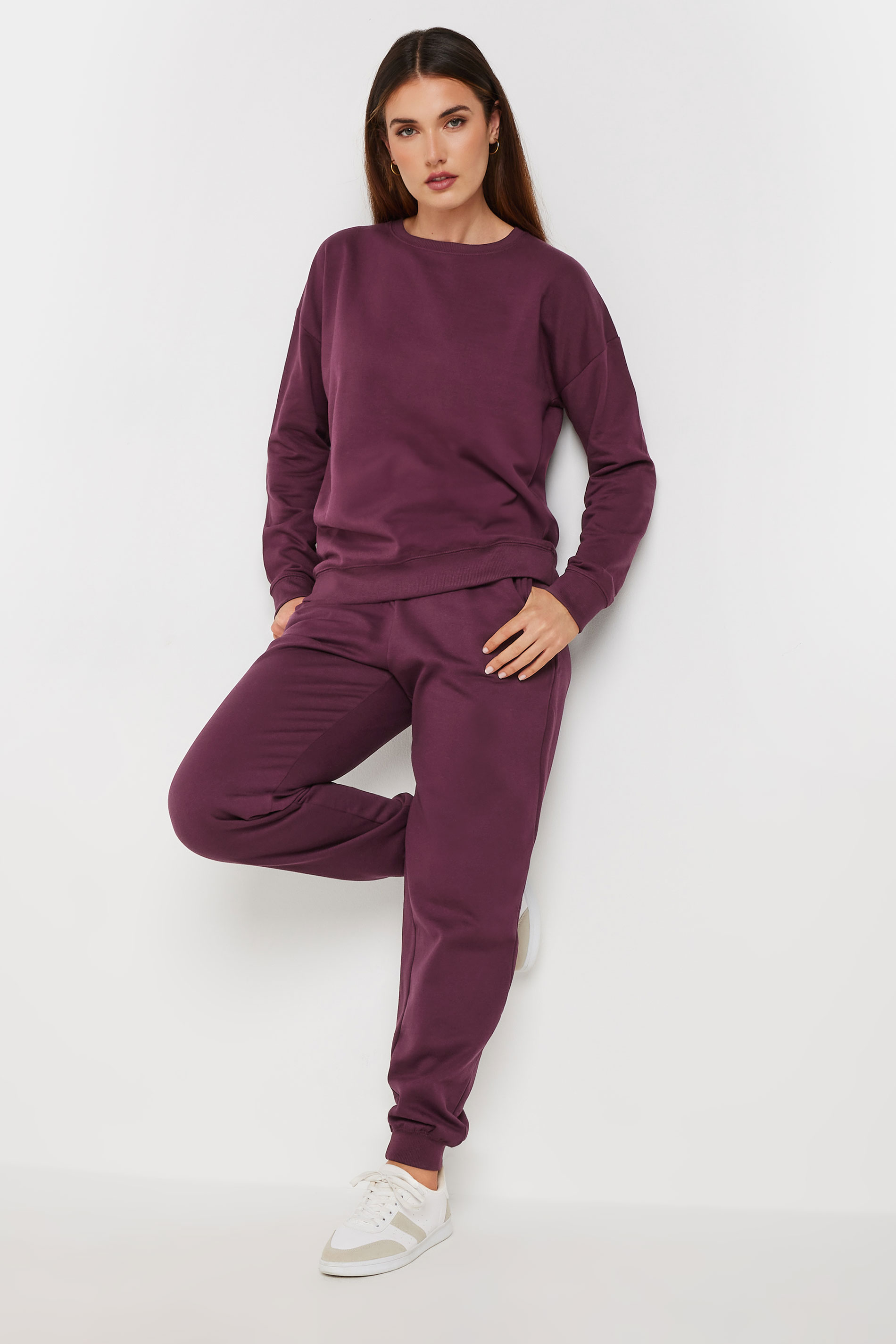 LTS Tall Burgundy Red Cuffed Joggers | Long Tall Sally 2