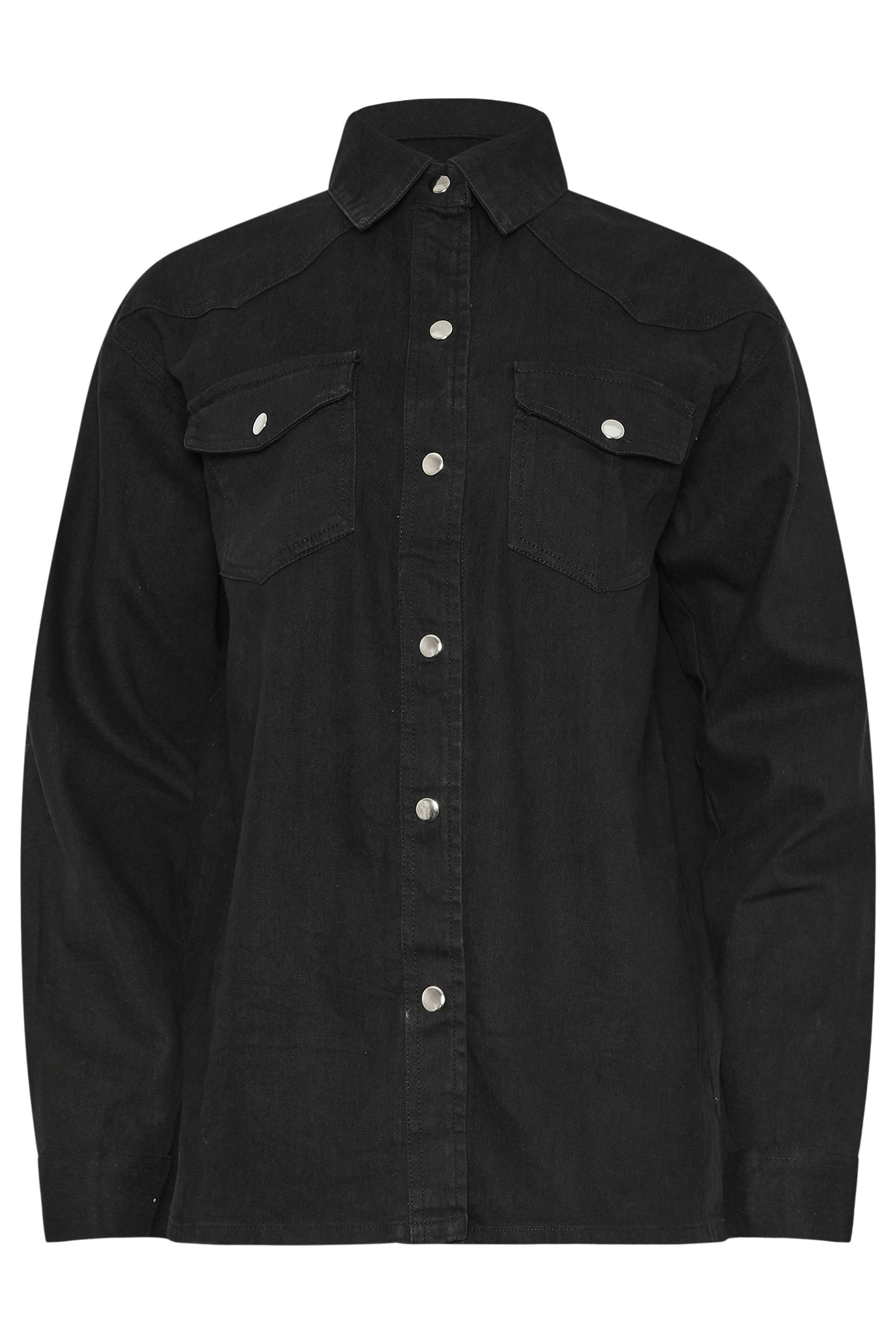 LTS Tall Black Denim Mid Wash Shirt | Long Tall Sally 6