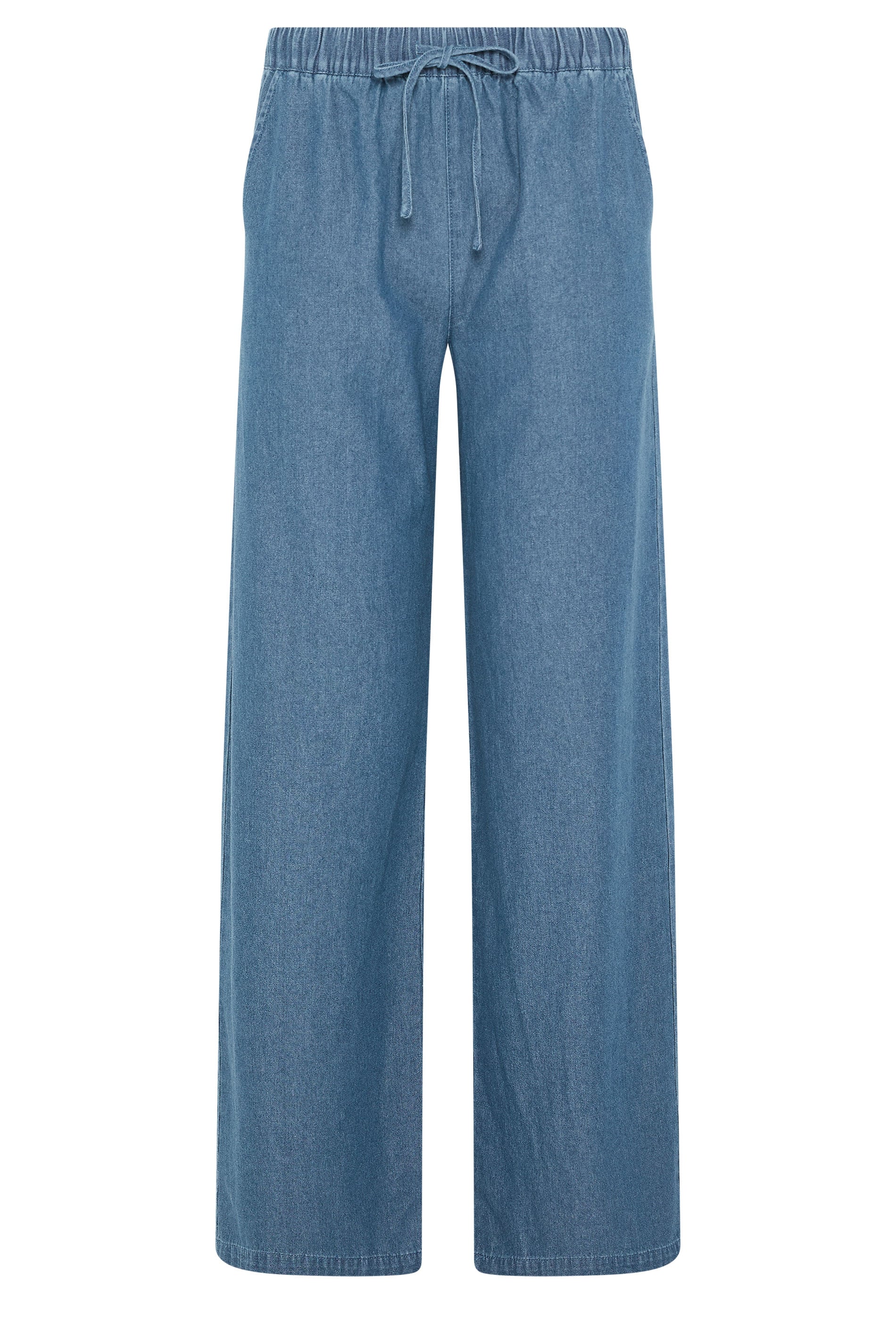 LTS Tall Women's Blue Washed Pull On Wide Leg Jeans | Long Tall Sally 5