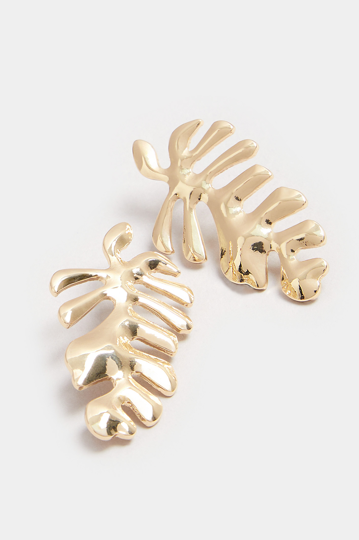 Gold Tone Leaf Stud Earrings  3