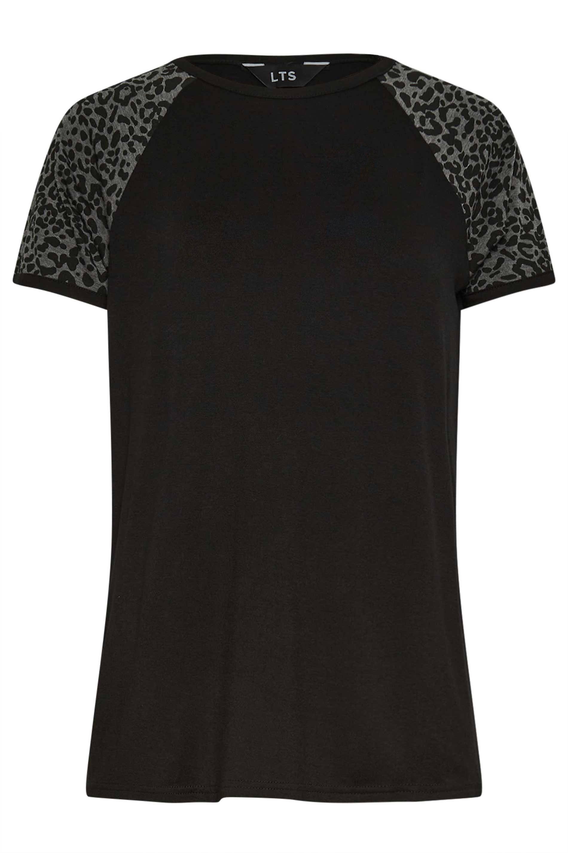 LTS Tall Women's Black Animal Print Raglan T-Shirt | Long Tall Sally 6