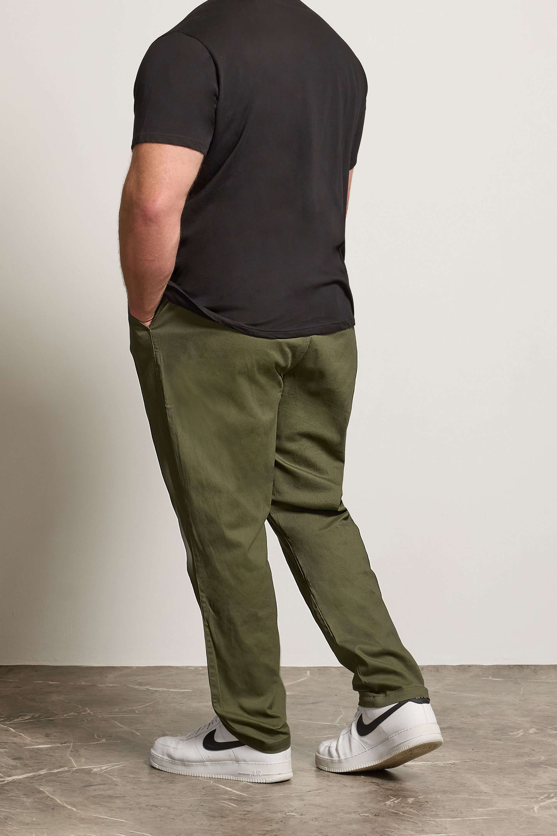 BadRhino Big & Tall Olive Green Elasticated Waist Chinos | BadRhino 3