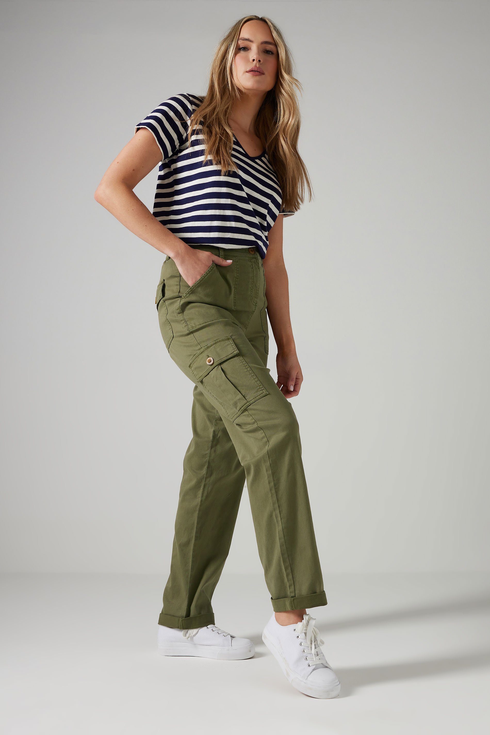 LTS MADE FOR GOOD Tall Khaki Green Cargo Chino Jeans | Long Tall Sally 1