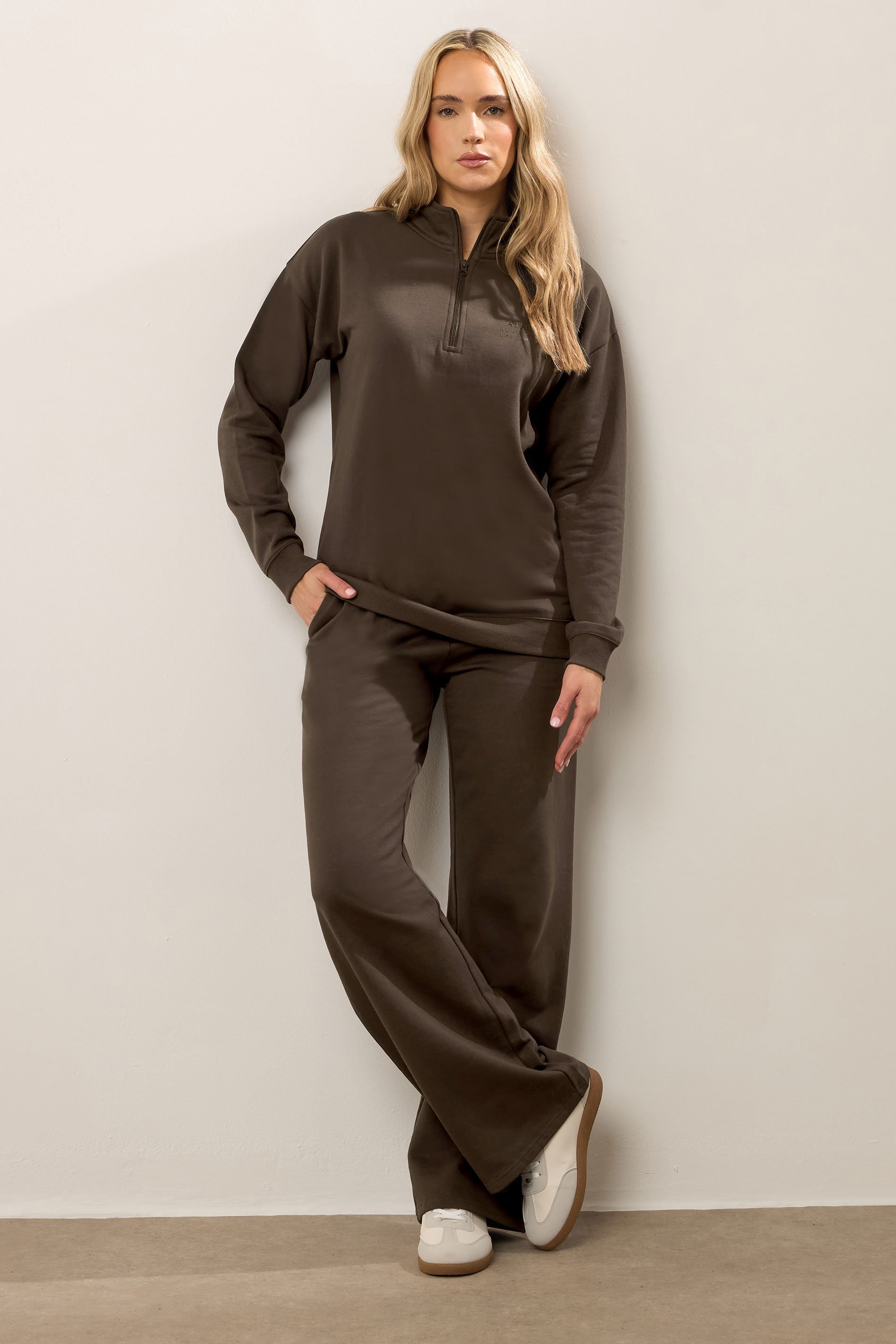 LTS Tall Women's Chocolate Brown Slogan Zip Sweatshirt | Long Tall Sally 3