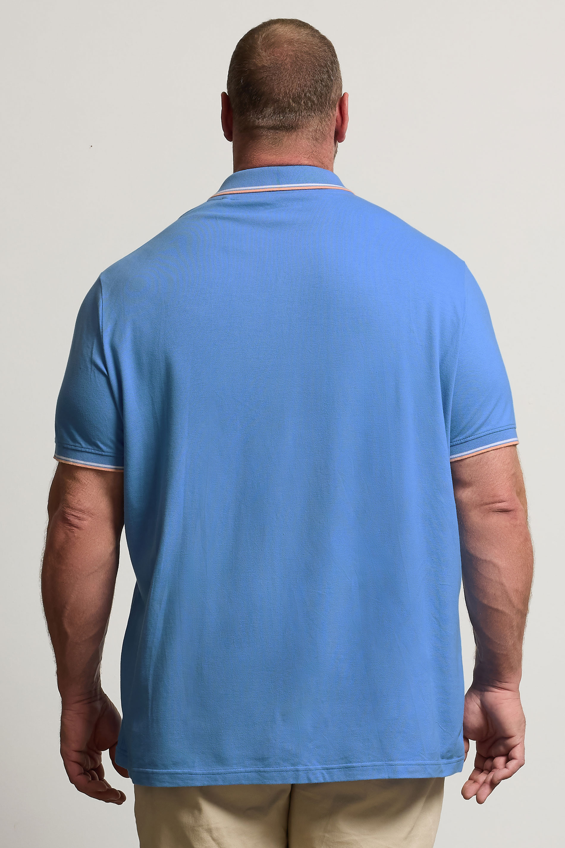 BadRhino Big & Tall Light Blue Tipped Polo Shirt | BadRhino 4