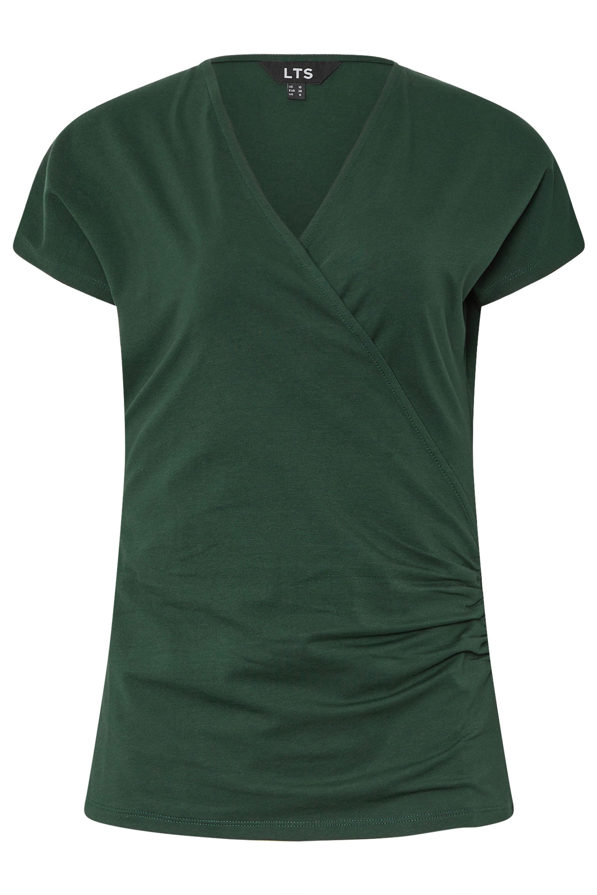 LTS Tall 2 PACK Dark Red & Green Grown Sleeve Wrap Tops | Long Tall Sally 8