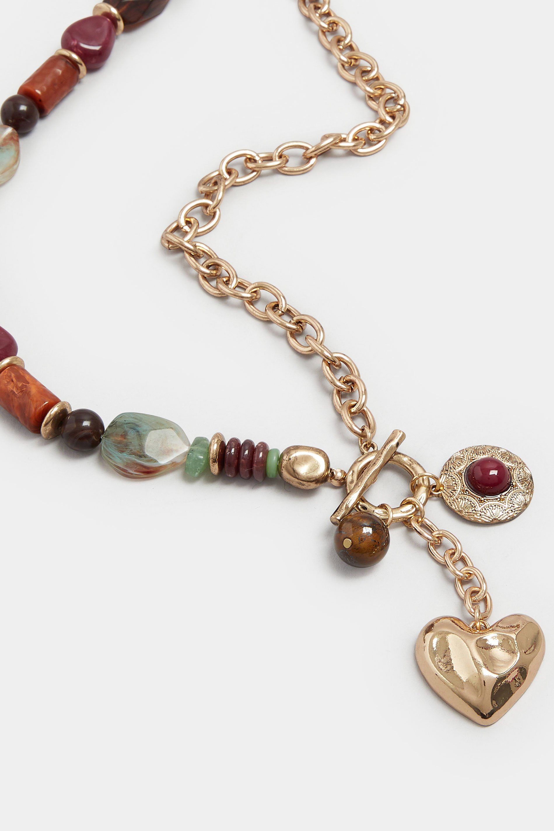 Gold & Red Beaded Statement Necklace | Yours Clothing 3