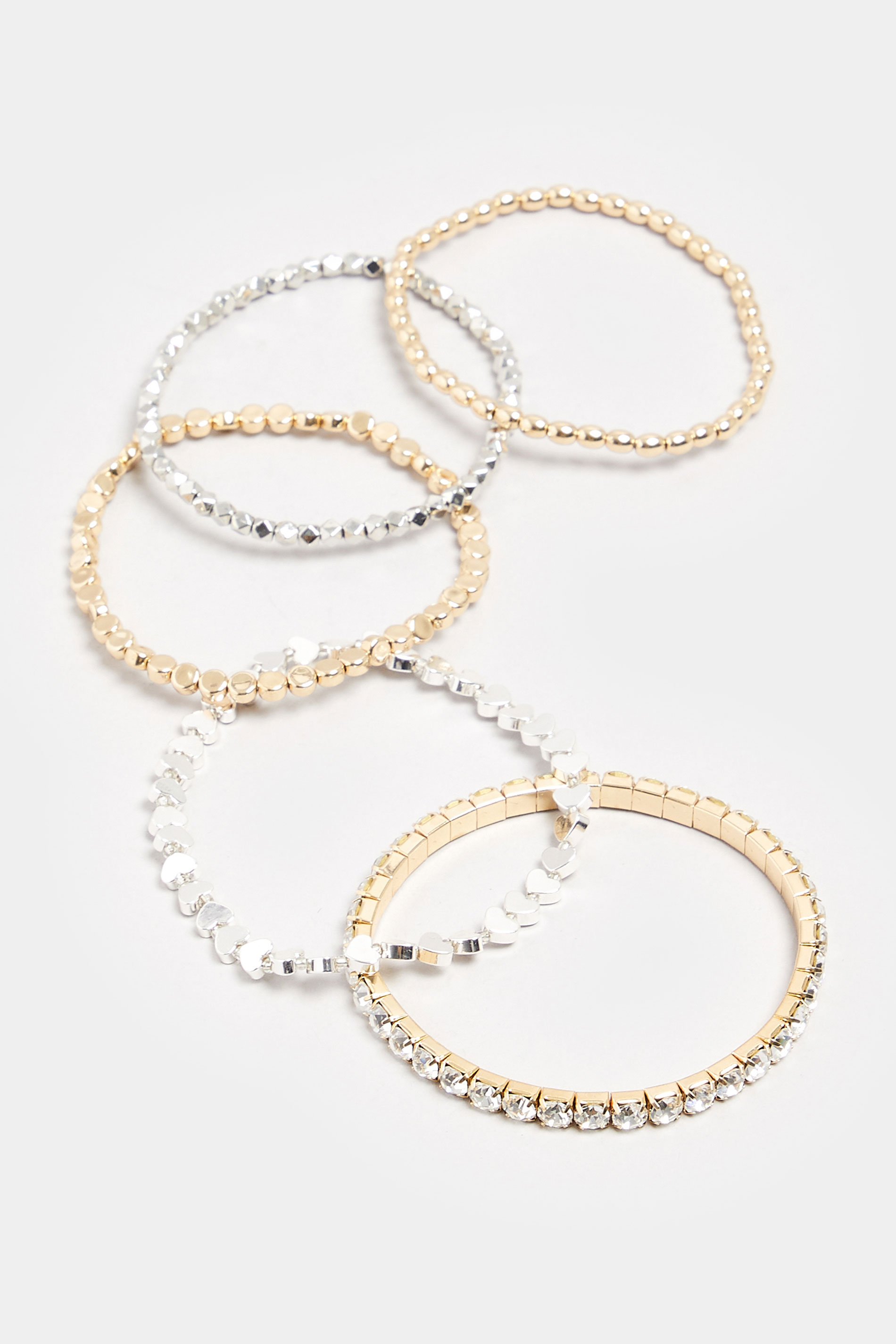 5 PACK Silver & Gold Tone Bracelet Set | Yours Clothing 2