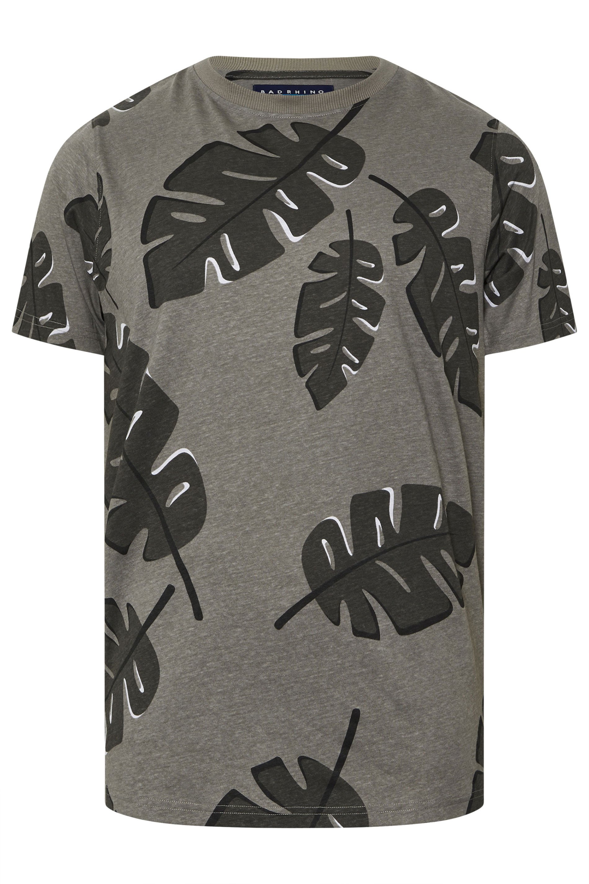 BadRhino Big & Tall Grey Palm Print Short Sleeve T-Shirt | BadRhino 7
