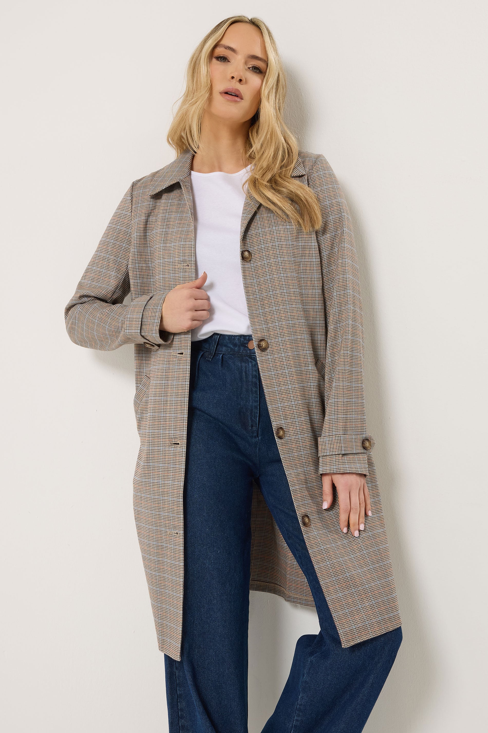 LTS Tall Women's Natural Brown Check Car Coat | Long Tall Sally  3