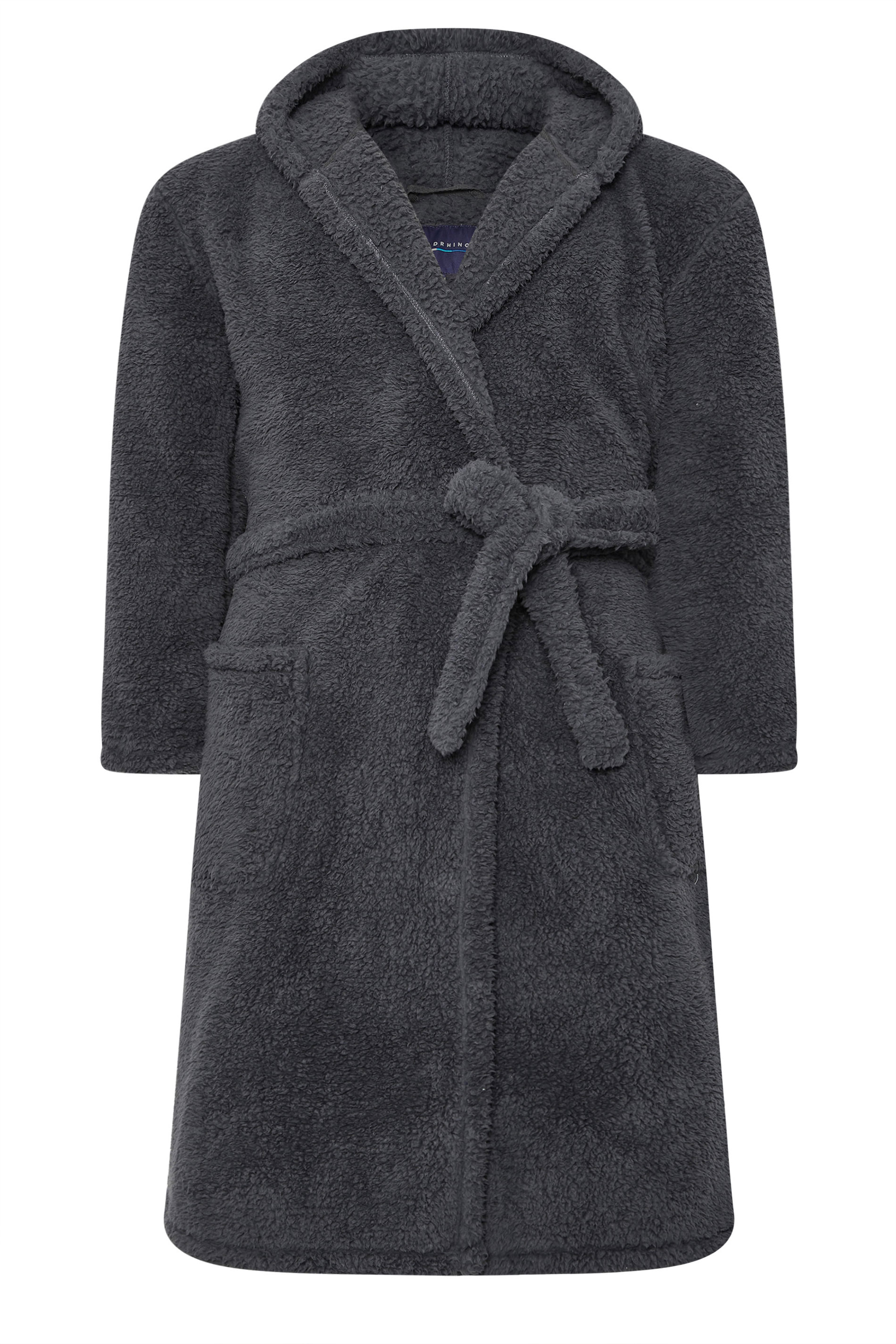 BadRhino Big & Tall Charcoal Grey Super Soft  Borg Dressing Gown | BadRhino 6