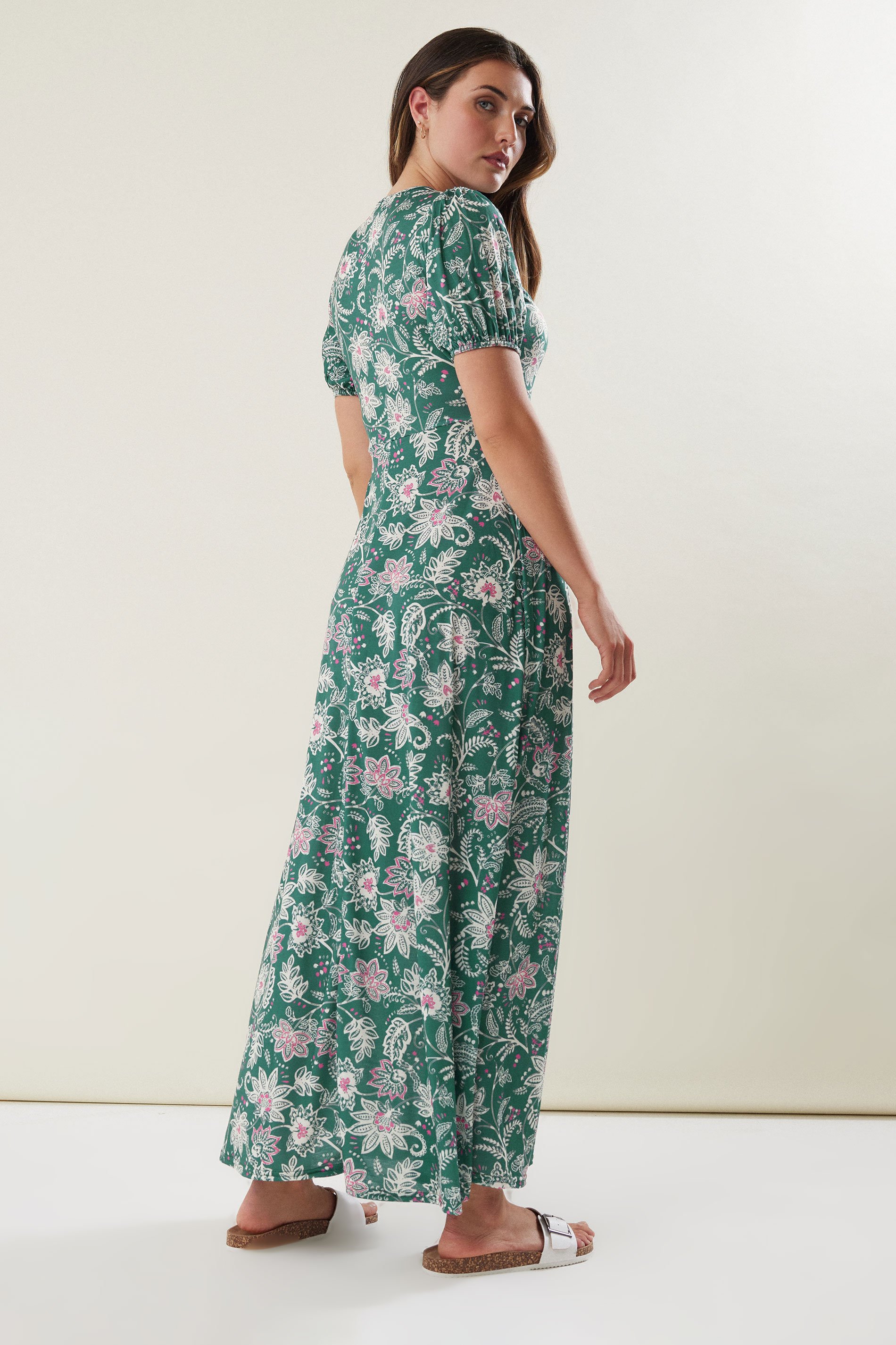 LTS Tall Green Floral Paisley Print Wrap Maxi Dress | Long Tall Sally 3
