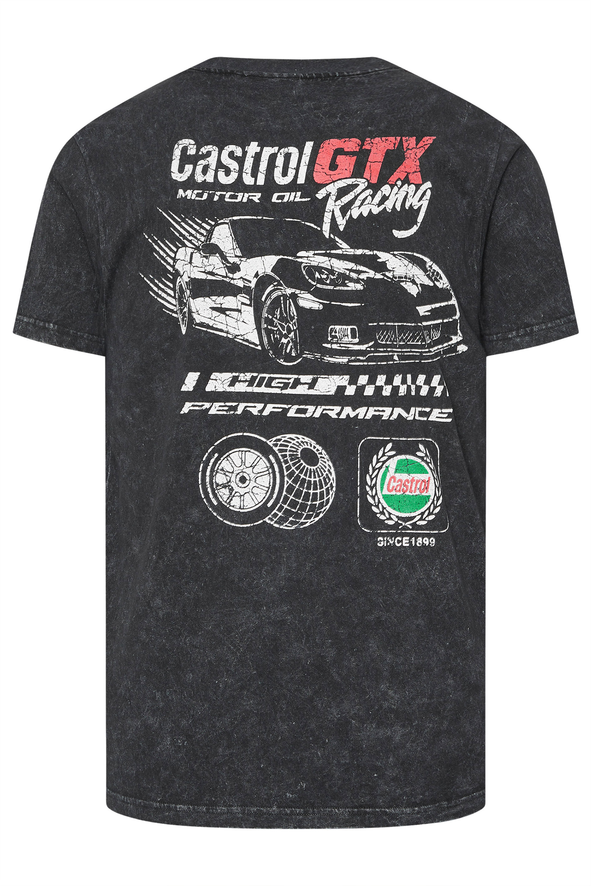 BadRhino Big & Tall Black Acid Wash 'Castrol' Graphic T-Shirt | BadRhino 2