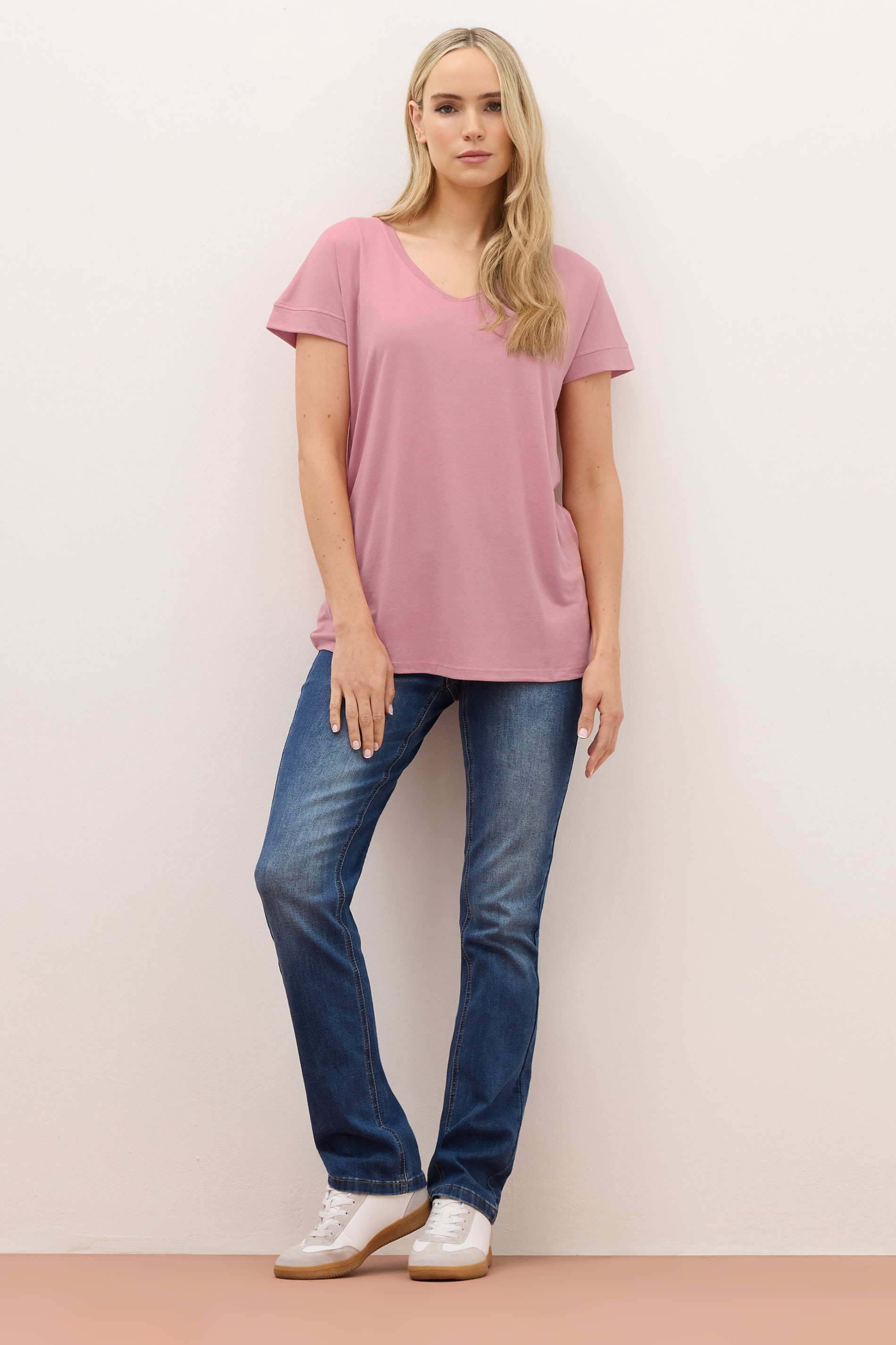 LTS PREMIUM Tall Womens Pink V-Neck T-Shirt | Long Tall Sally 2