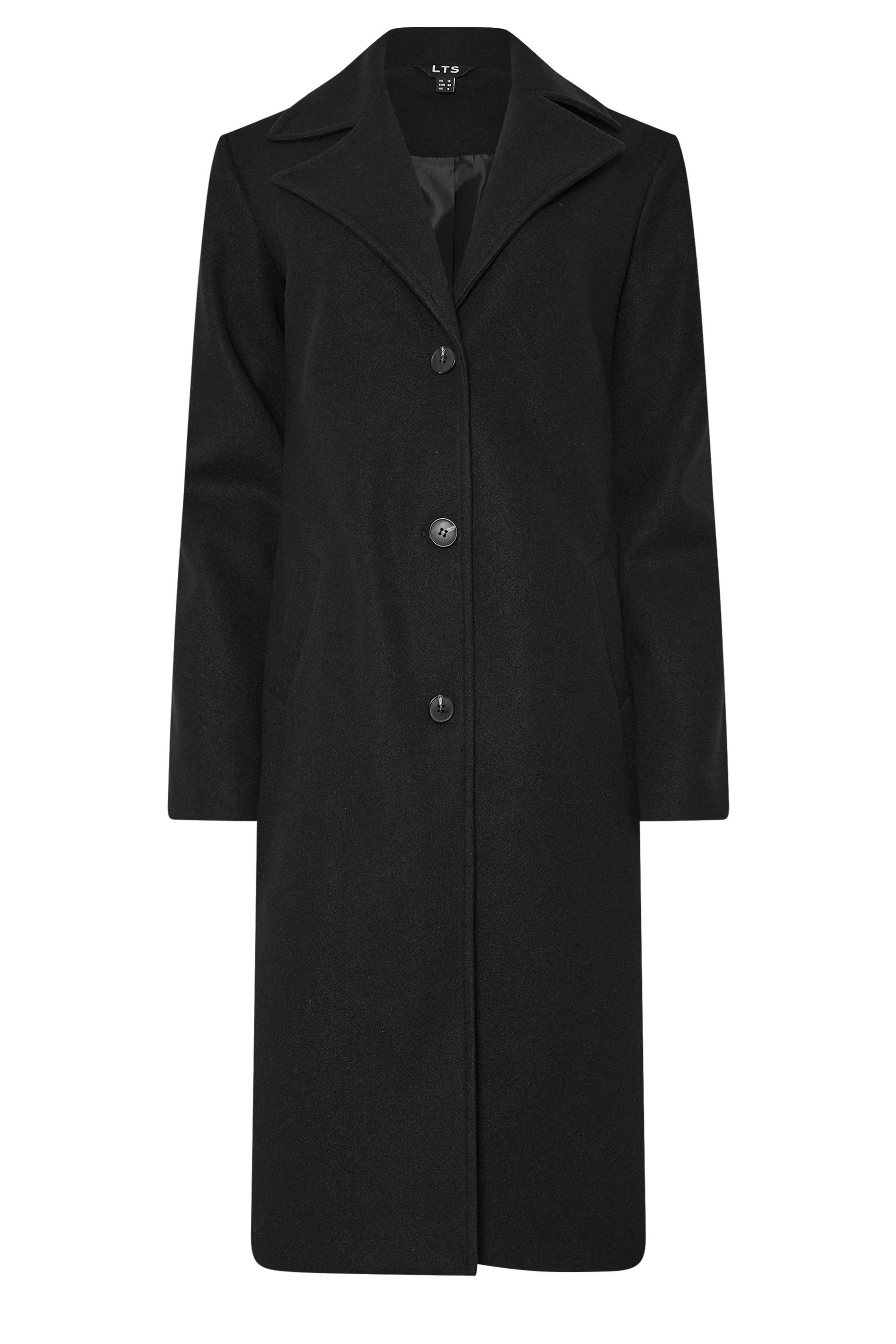 LTS Tall Black Formal Midi City Coat | Long Tall Sally 5