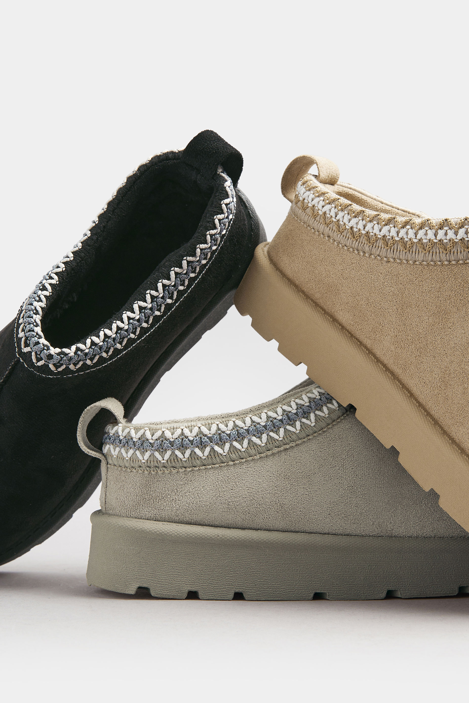 Grey Faux Suede Embroidered Mules In Standard Fit | Yours Clothing 6