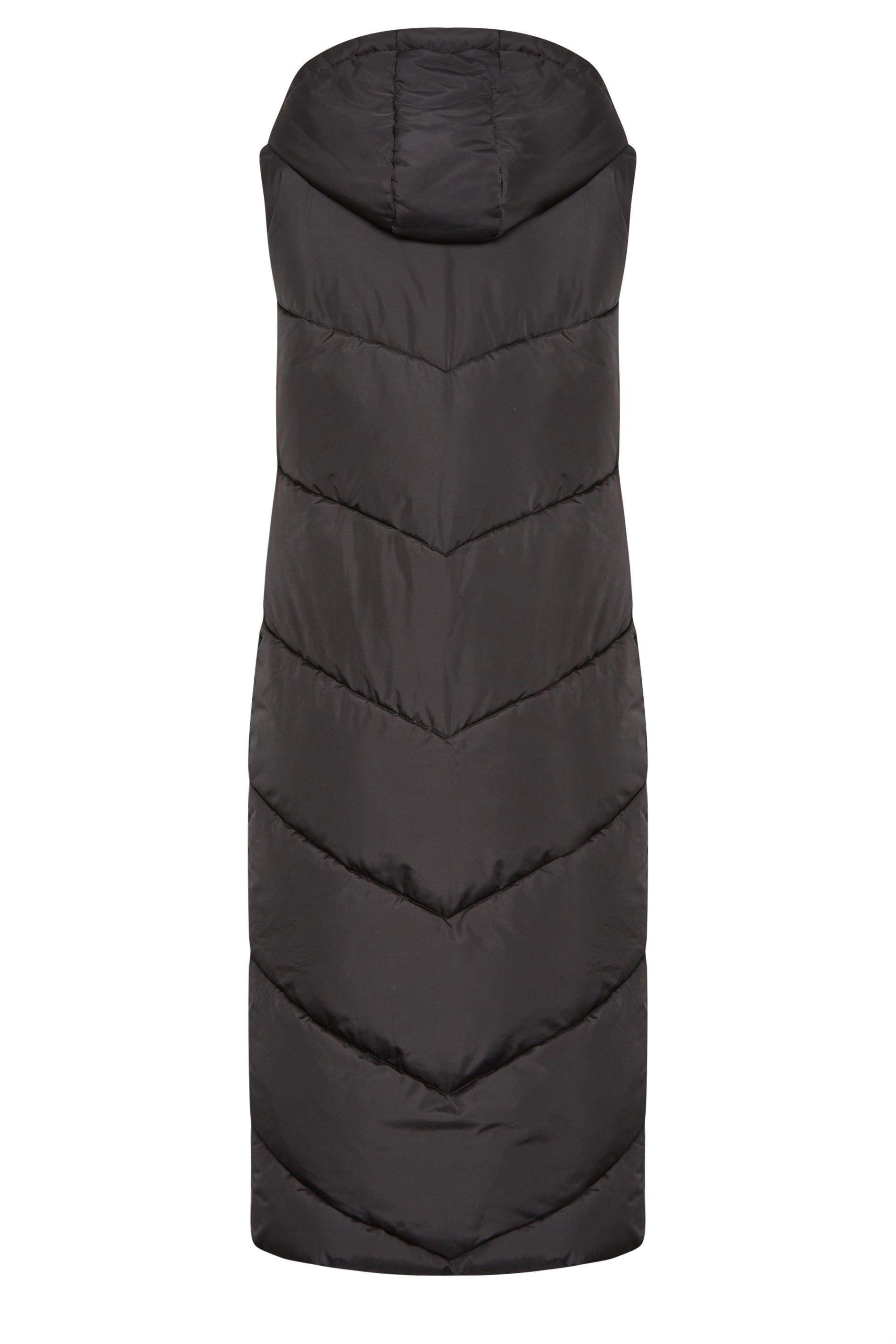 LTS Tall Black Quilted Longline Hooded Gilet | Long Tall Sally 7
