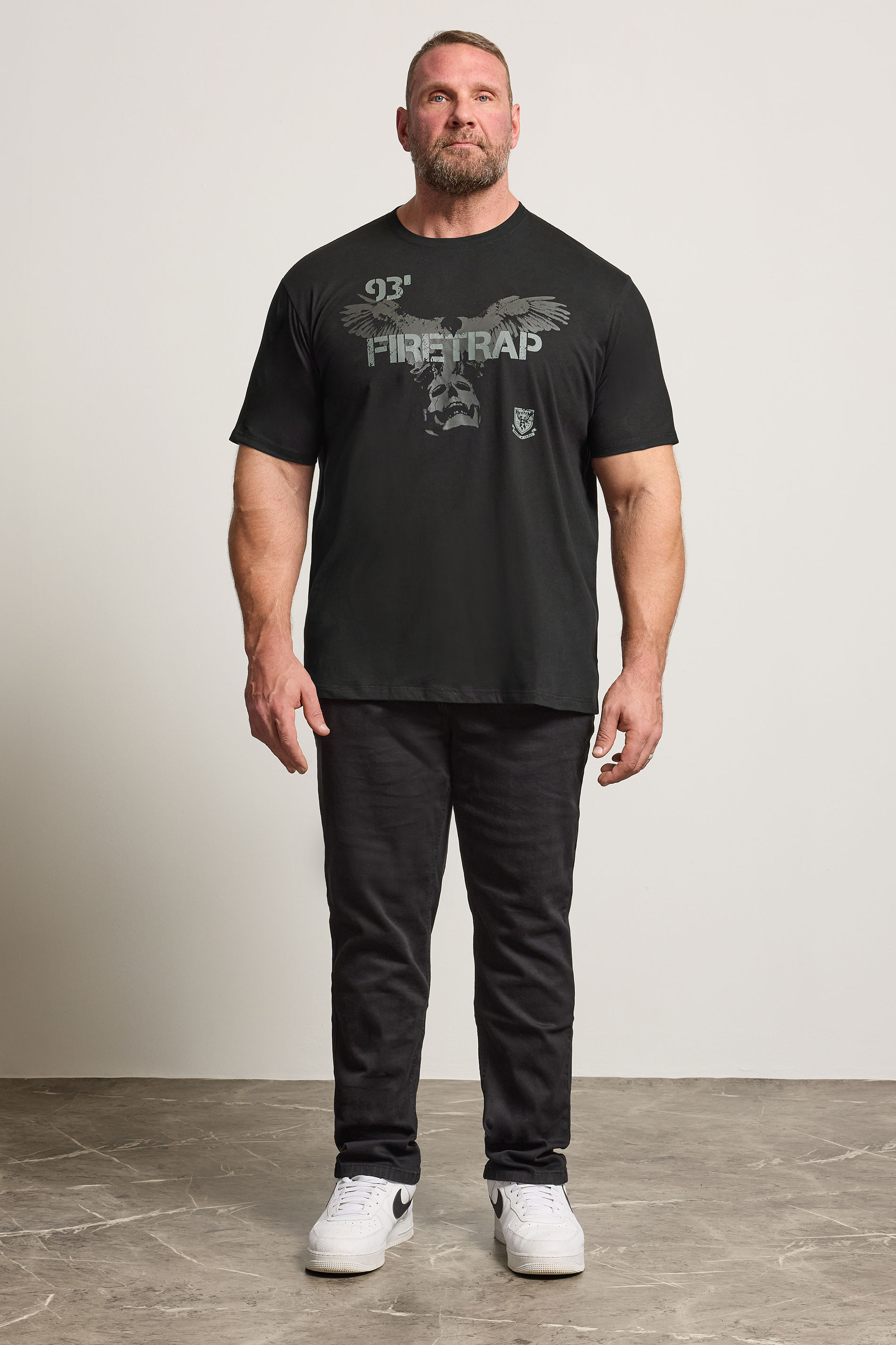 FIRETRAP Big & Tall Black Hawke Print T-Shirt | BadRhino 2