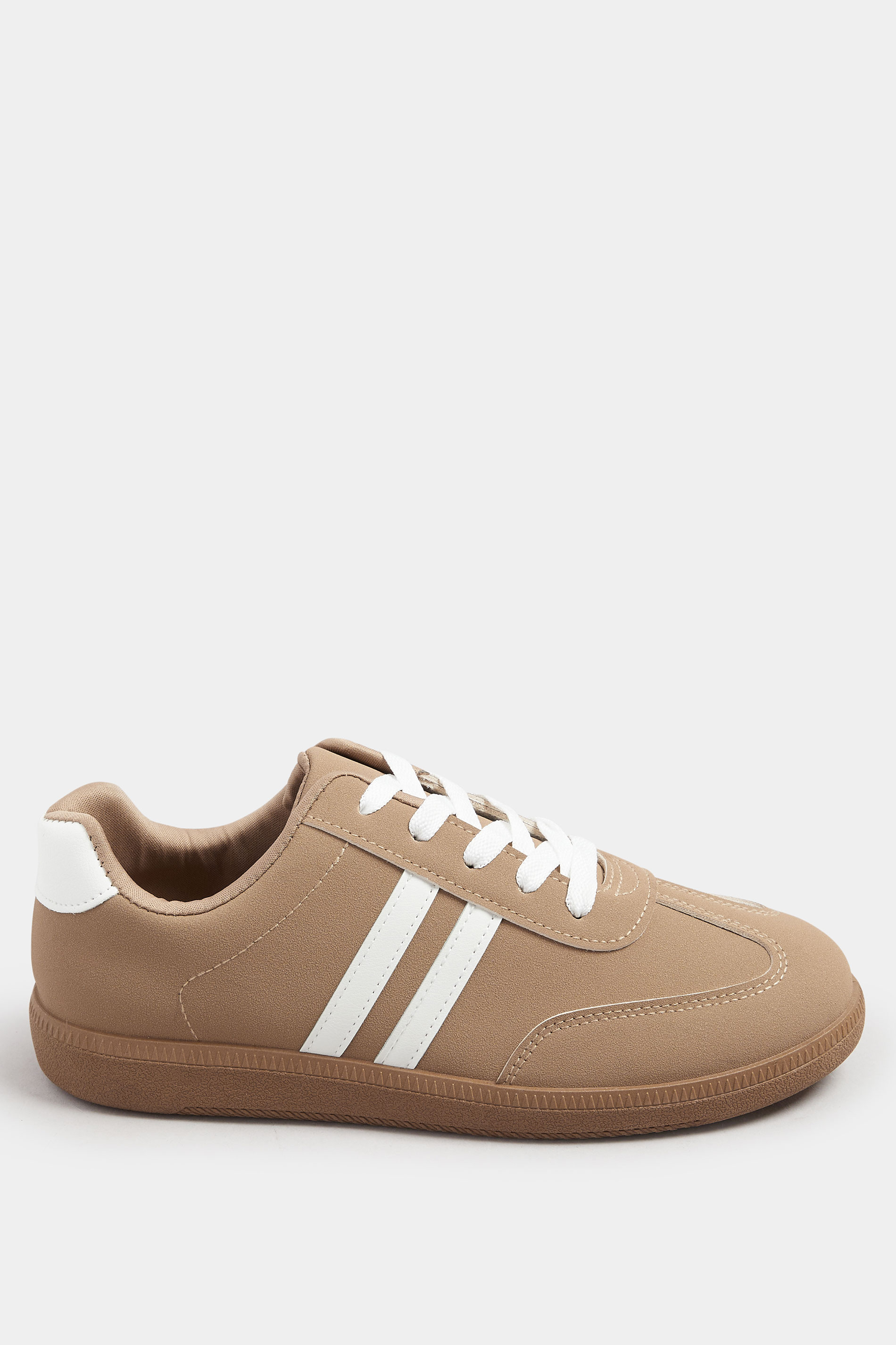 Mocha Brown Retro Stripe Trainers In Extra Wide EEE Fit | Yours Clothing 3