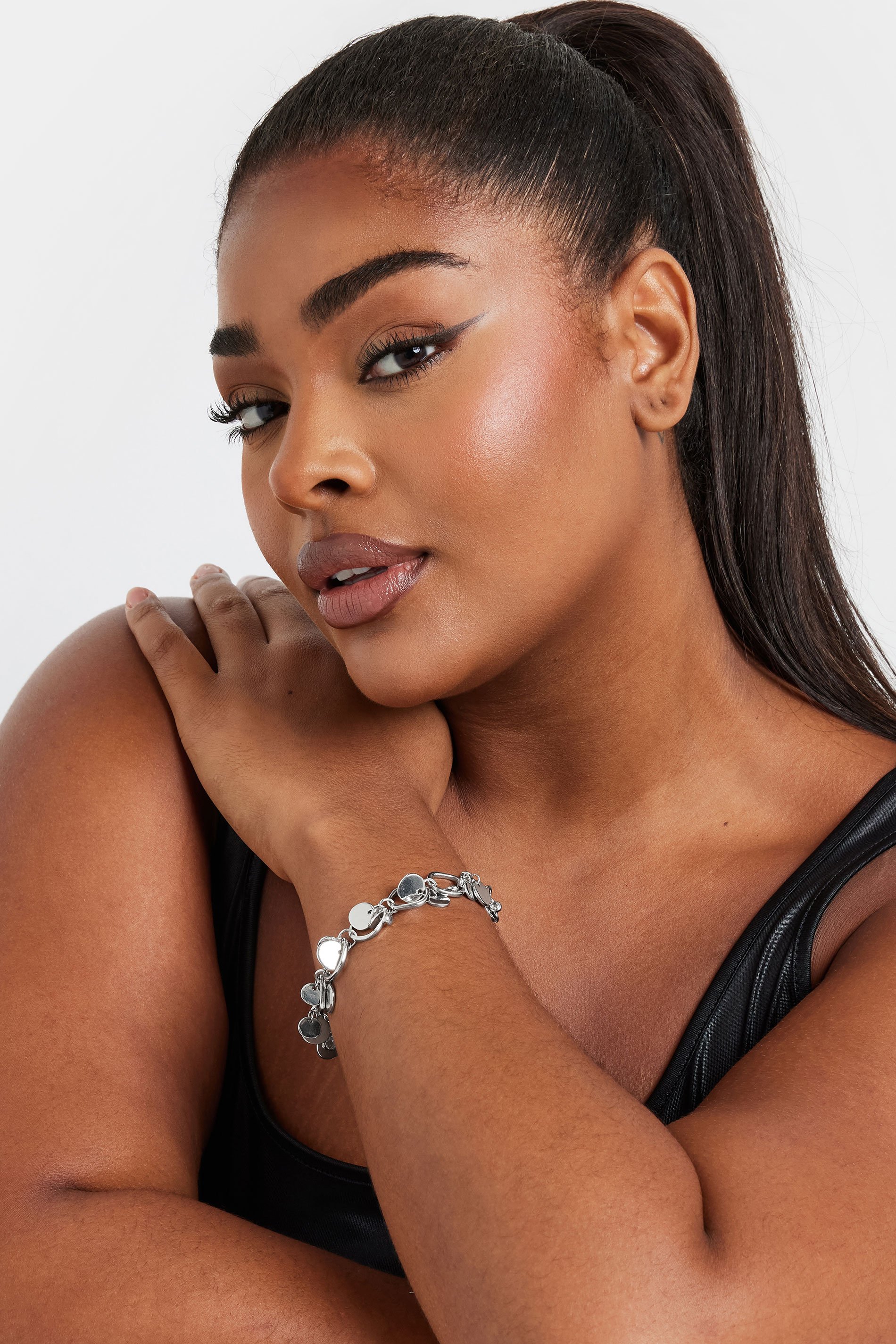 Silver Tone Disc Droplet Bracelet | Yours Clothing 1