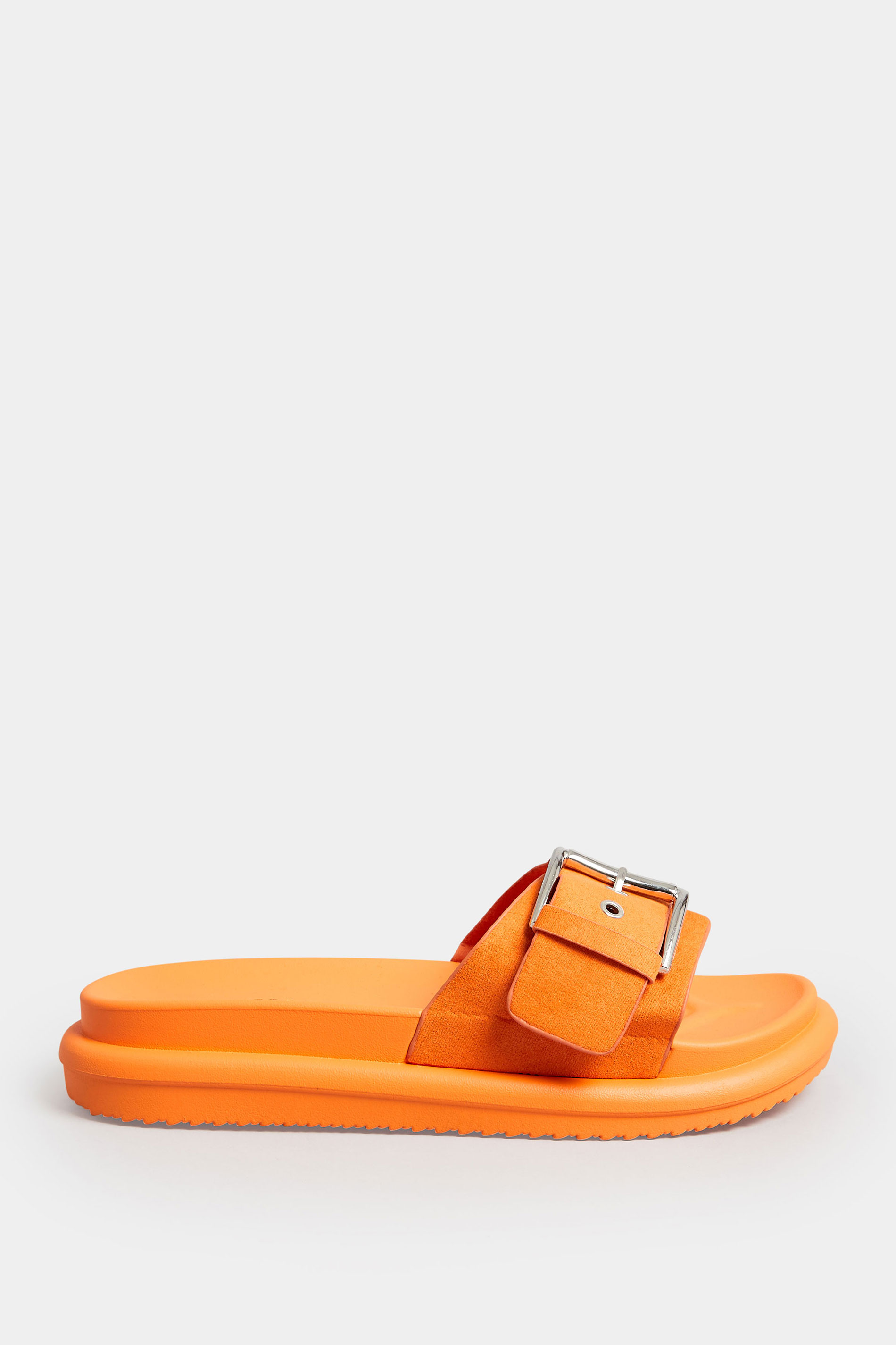 Orange Buckle Strap Mule Sandals In Wide E Fit & Extra Wide EEE Fit | Yours Clothing 3