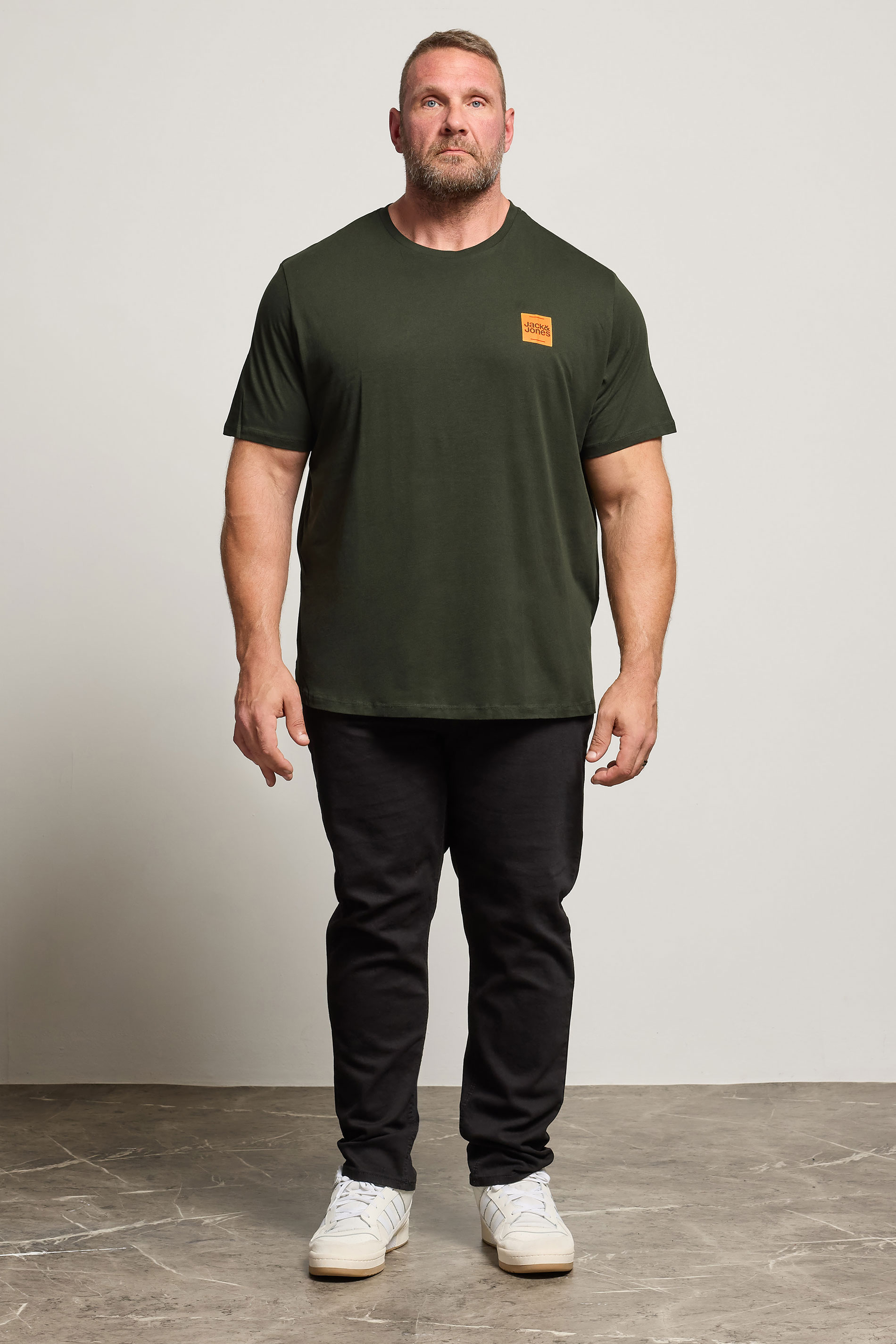 JACK & JONES Big & Tall 3 Pack Green, Navy Blue & Black Logo T-Shirts | BadRhino 3