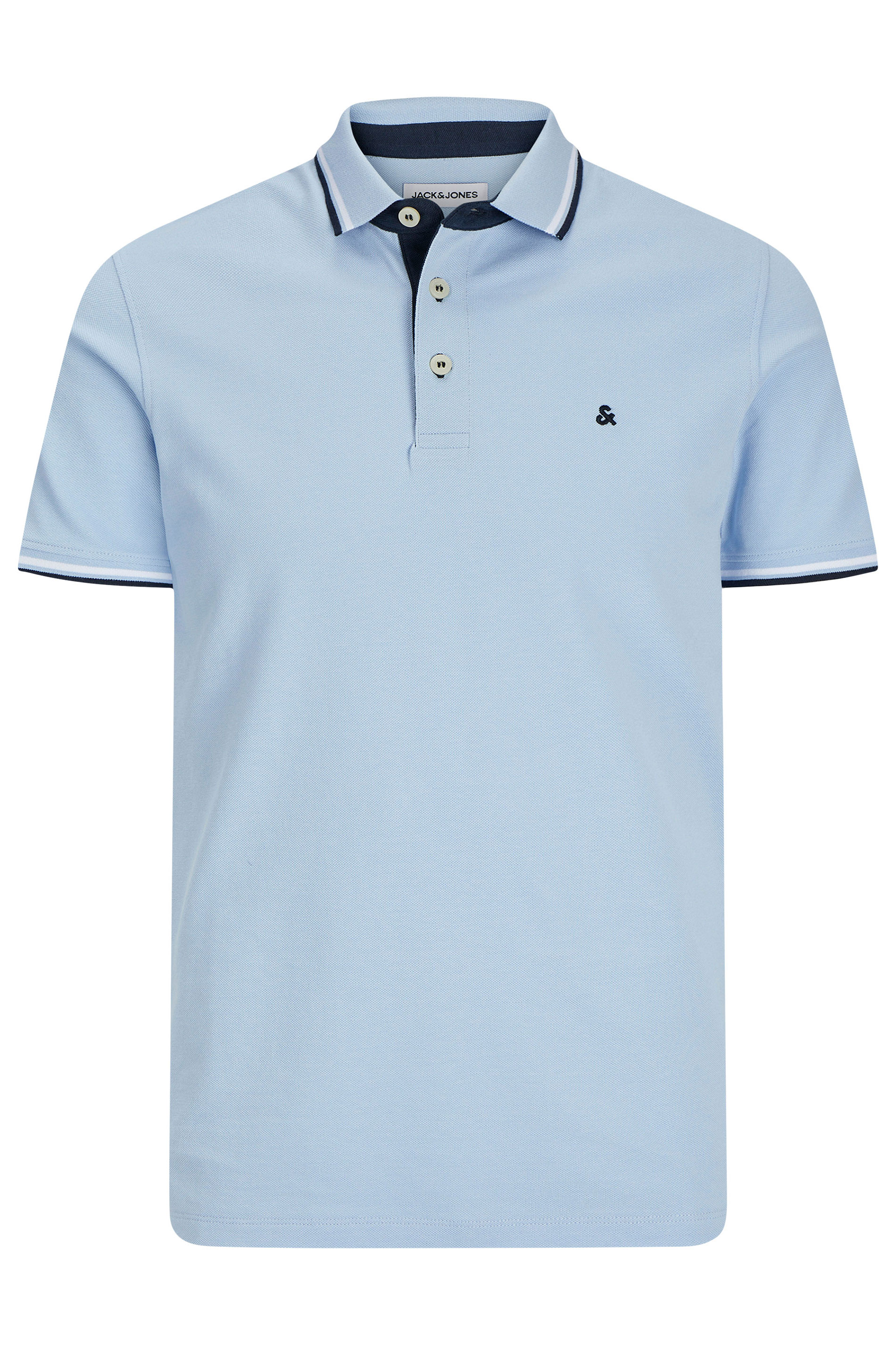 JACK & JONES Big & Tall Chambray Blue Paulos Polo Shirt | BadRhino 3