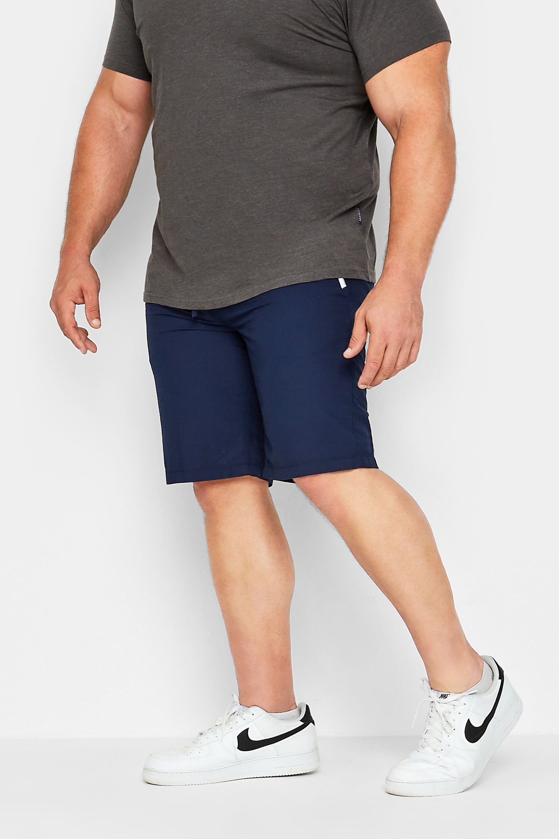 JACK & JONES Big & Tall Navy Blue Seersucker Jogger Shorts | BadRhino 1