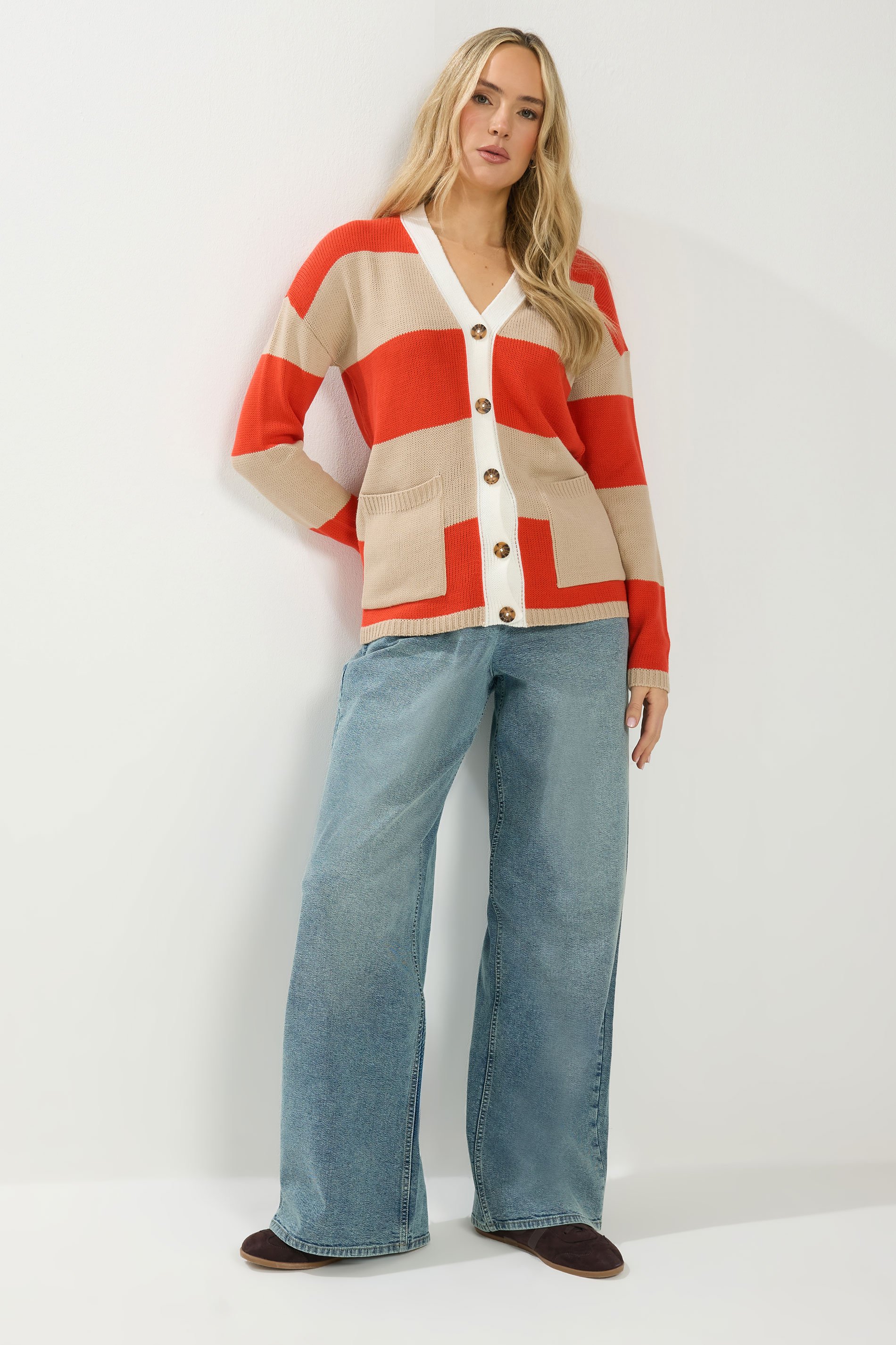 LTS Tall Women's Natural Brown & Red Cardigan | Long Tall Sally 2