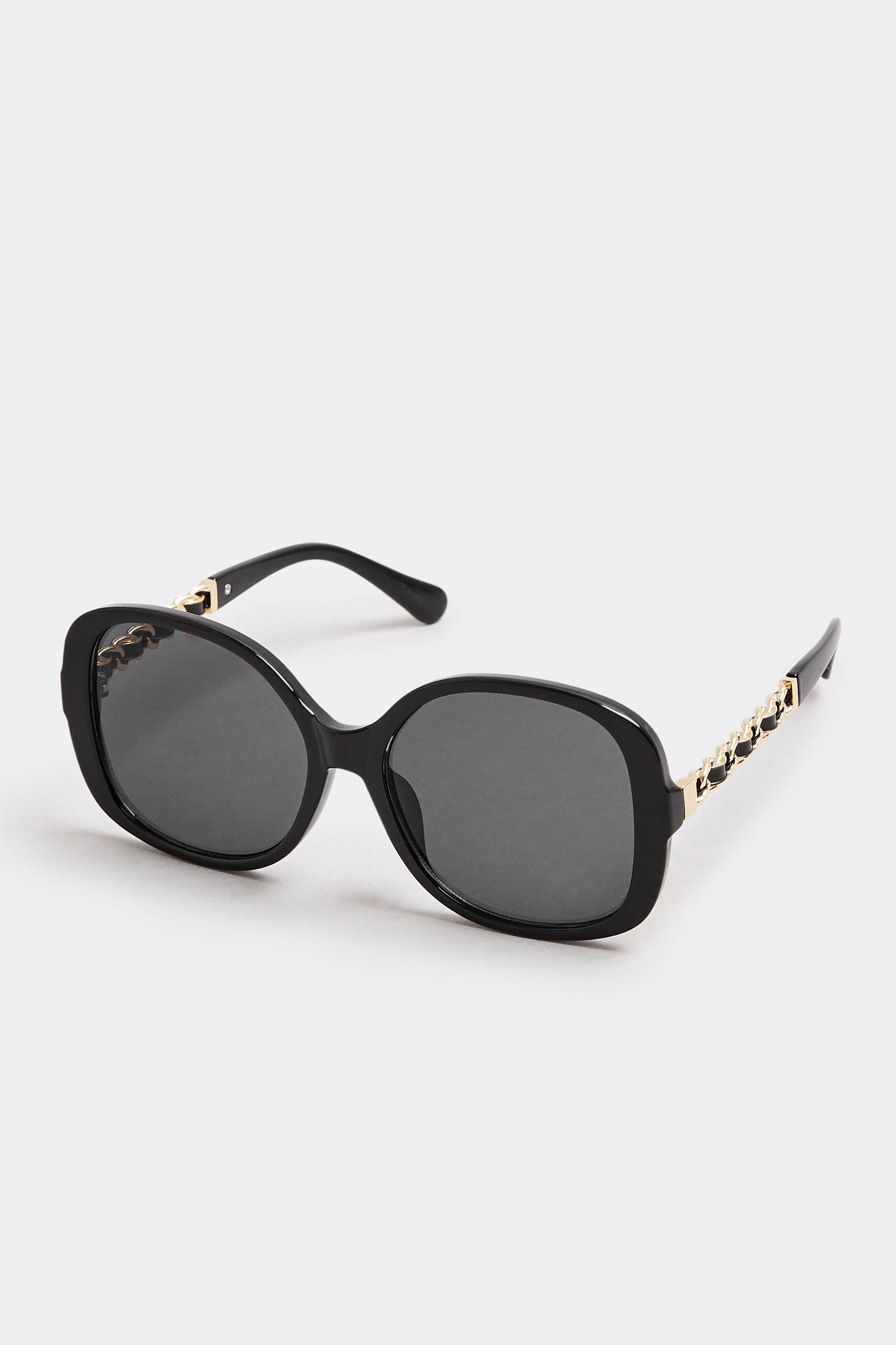 Black Chain Oversized Sunglasses | Yours Clothing 2