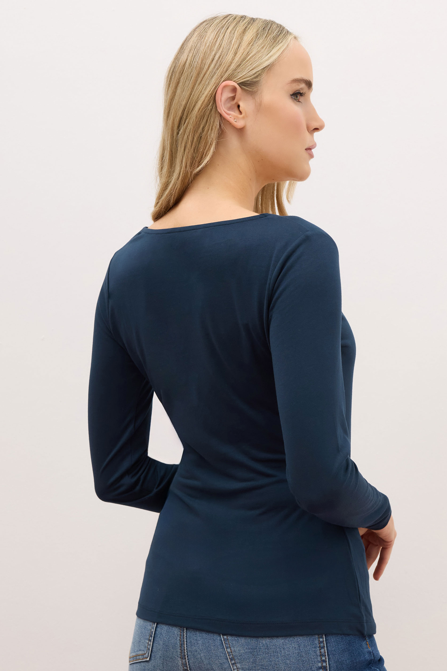 LTS PREMIUM Tall Navy Blue Long Sleeve Wrap Top | Long Tall Sally 3