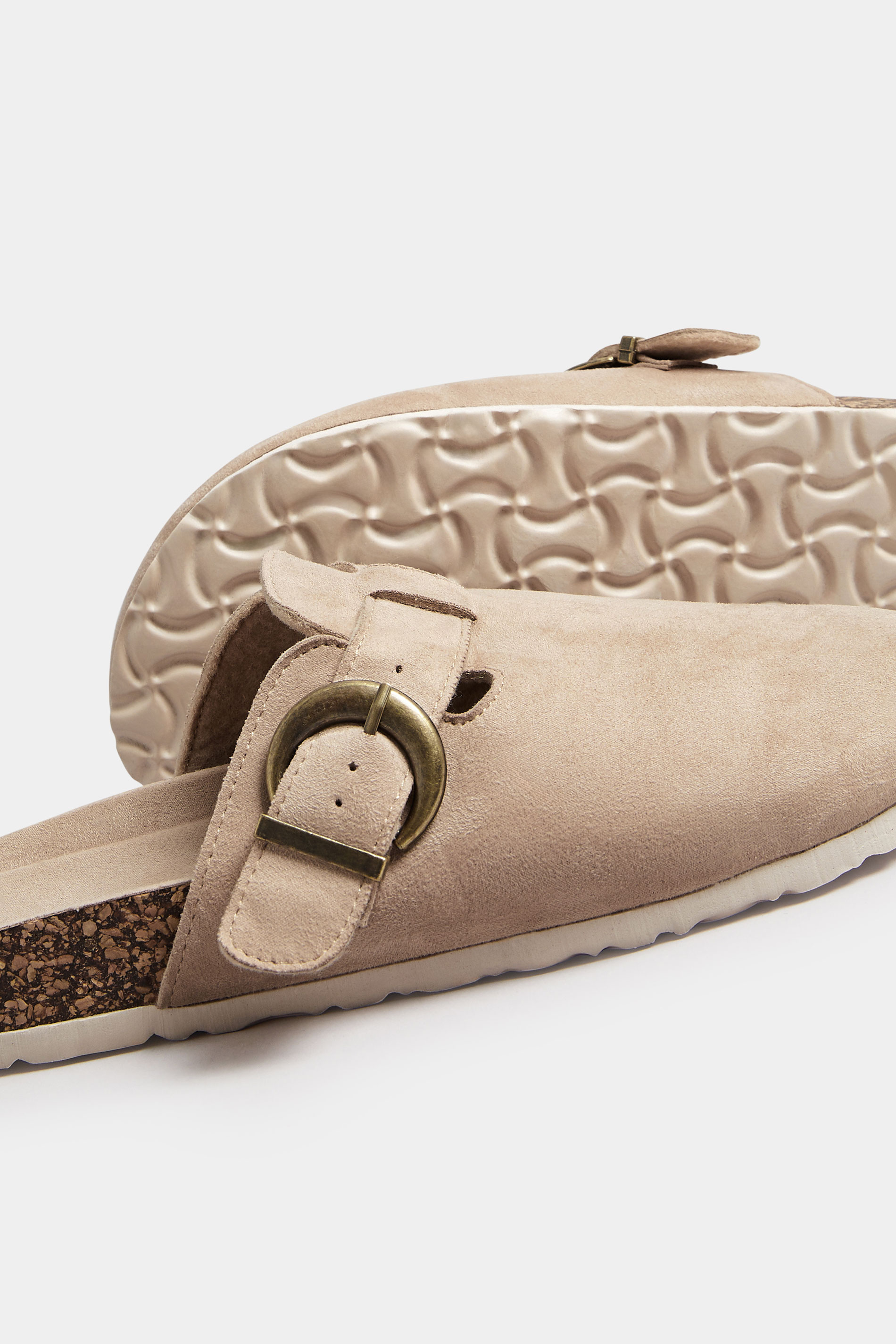 Beige Brown Faux Suede Clogs In Extra Wide EEE Fit | Yours Clothing 4