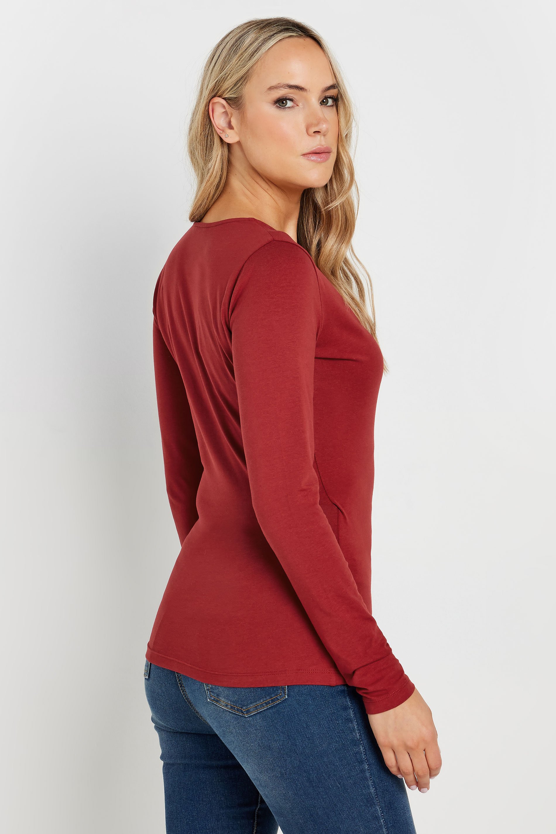 LTS Tall Red Long Sleeve Wrap Top | Long Tall Sally 3