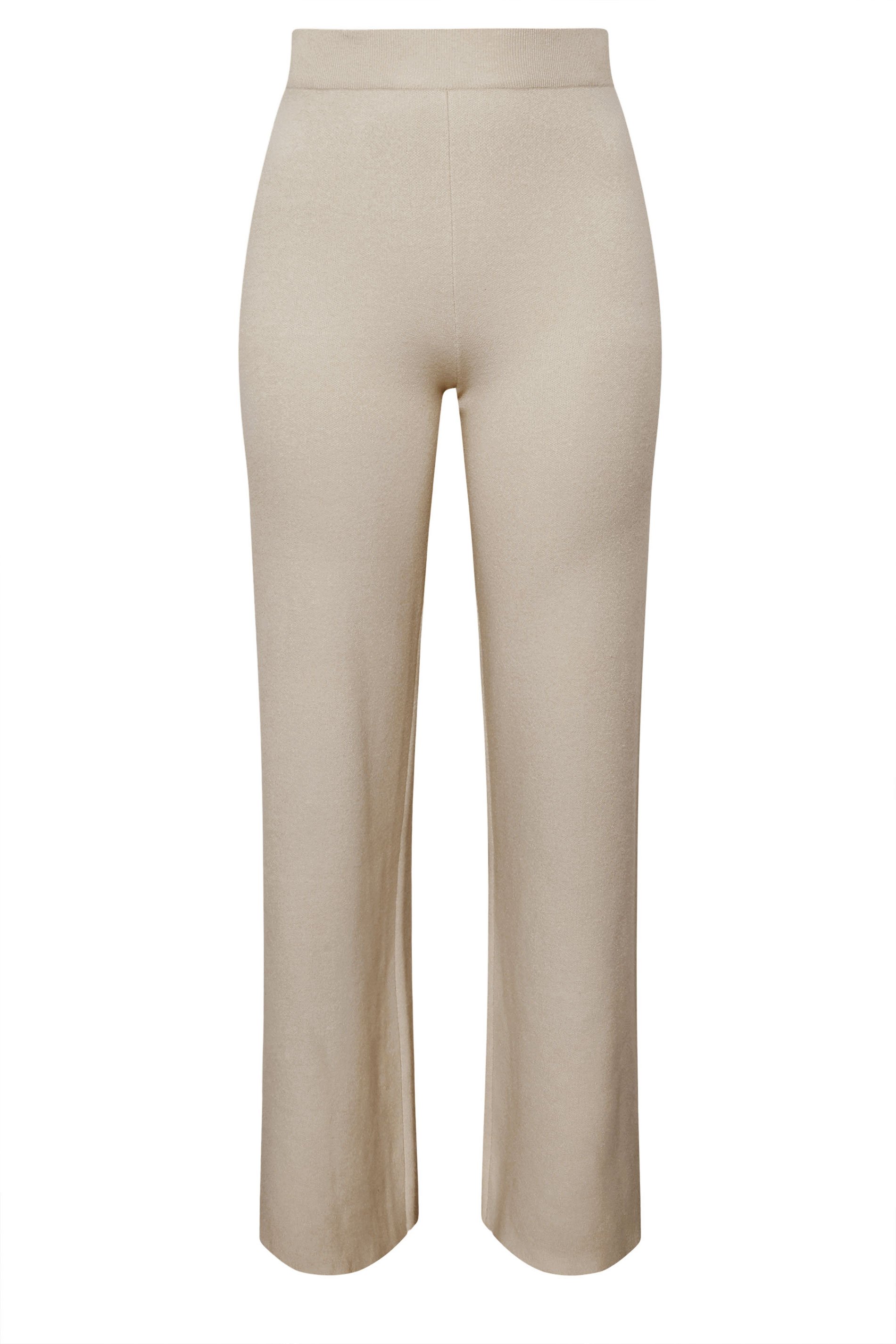LTS PREMIUM Tall Beige Brown Knitted Wide Leg Trousers | Long Tall Sally 5