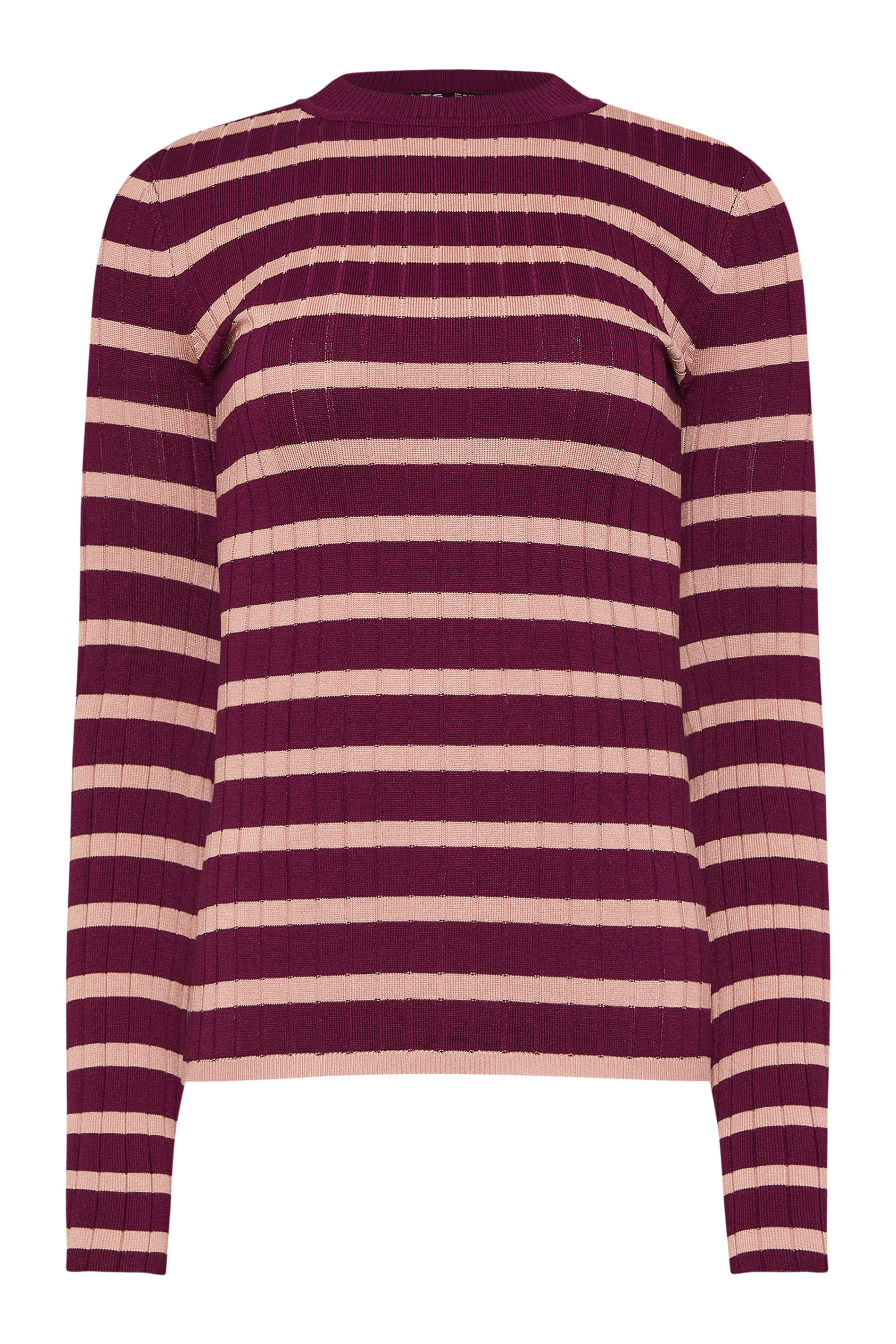 LTS Tall Burgundy Red Striped Ribbed Jumper | Long Tall Sally 5