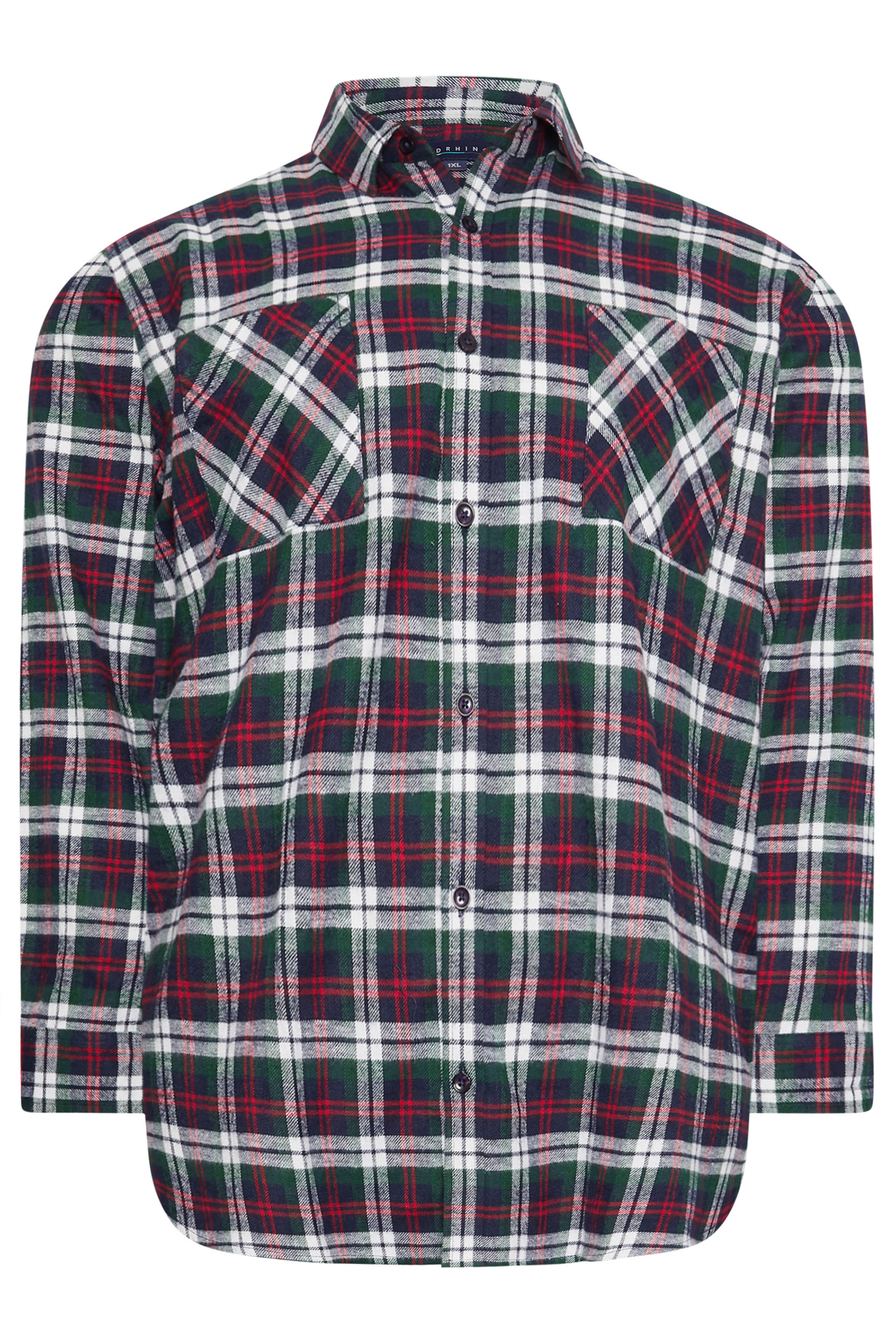 BadRhino Big & Tall Red Check Print Long Sleeve Flannel Shirt | BadRhino 6