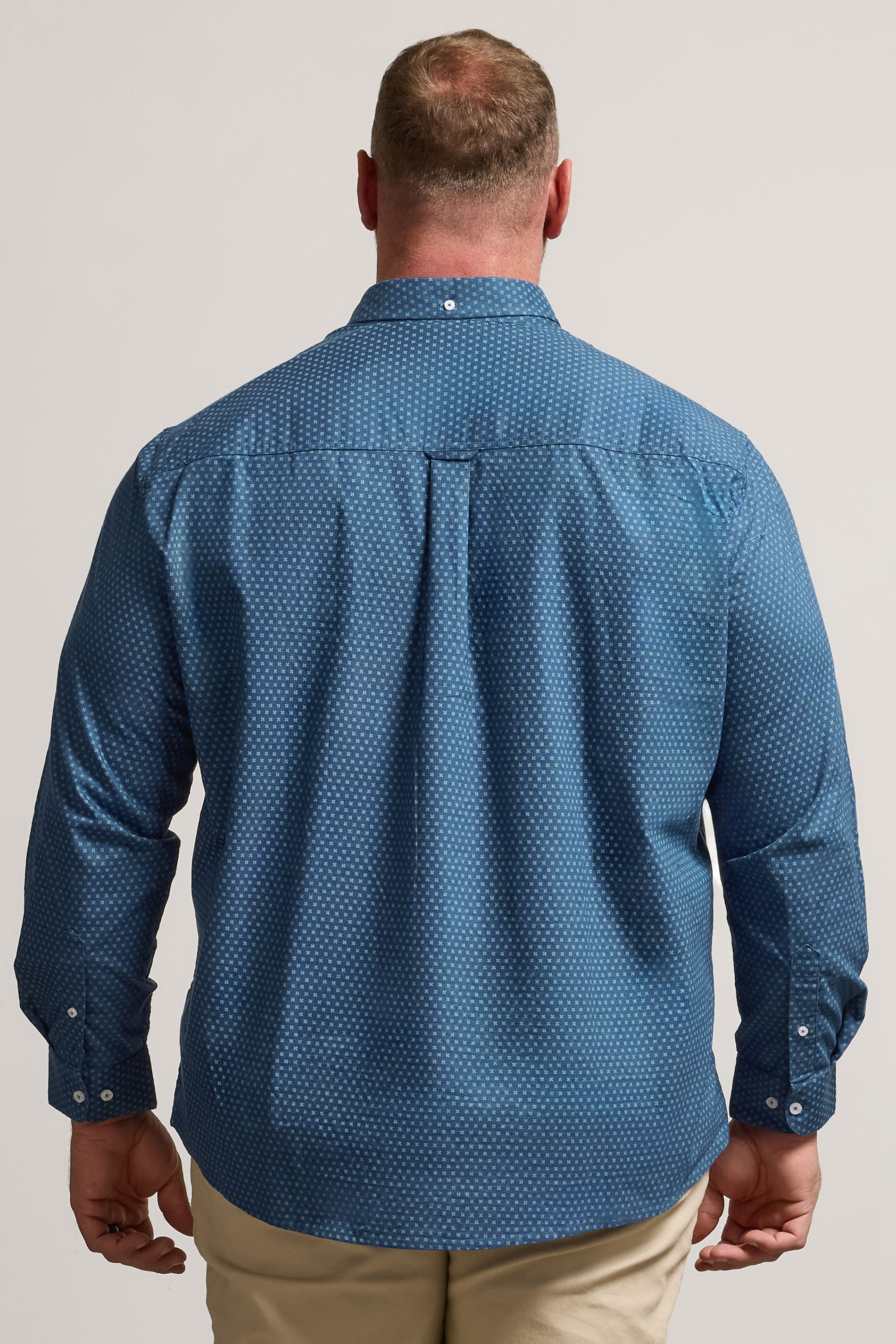 BadRhino Big & Tall Blue Geometric Print Party Shirt | BadRhino 3