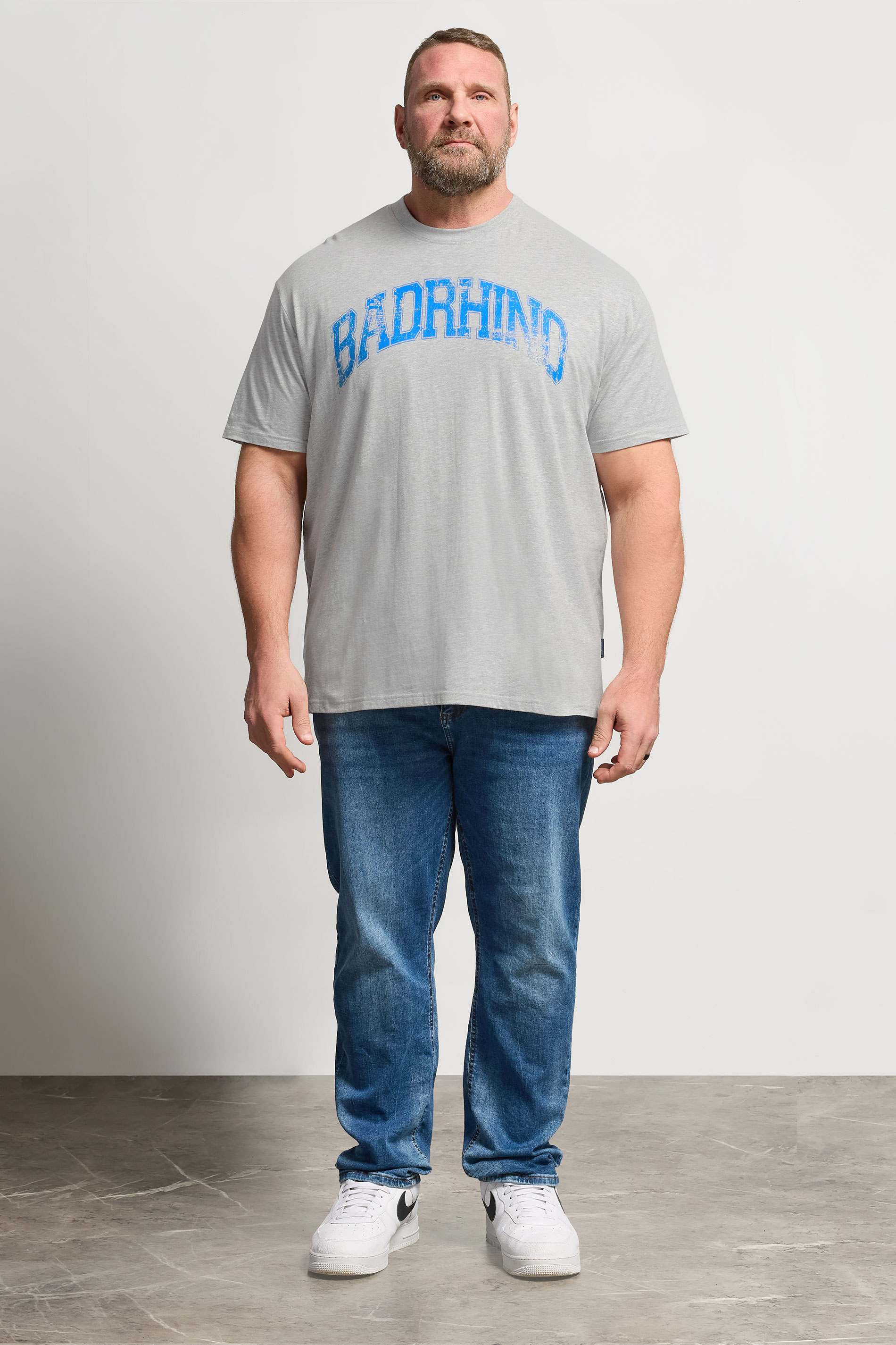 BadRhino Big & Tall Grey Distressed Graphic T-Shirt | BadRhino 2