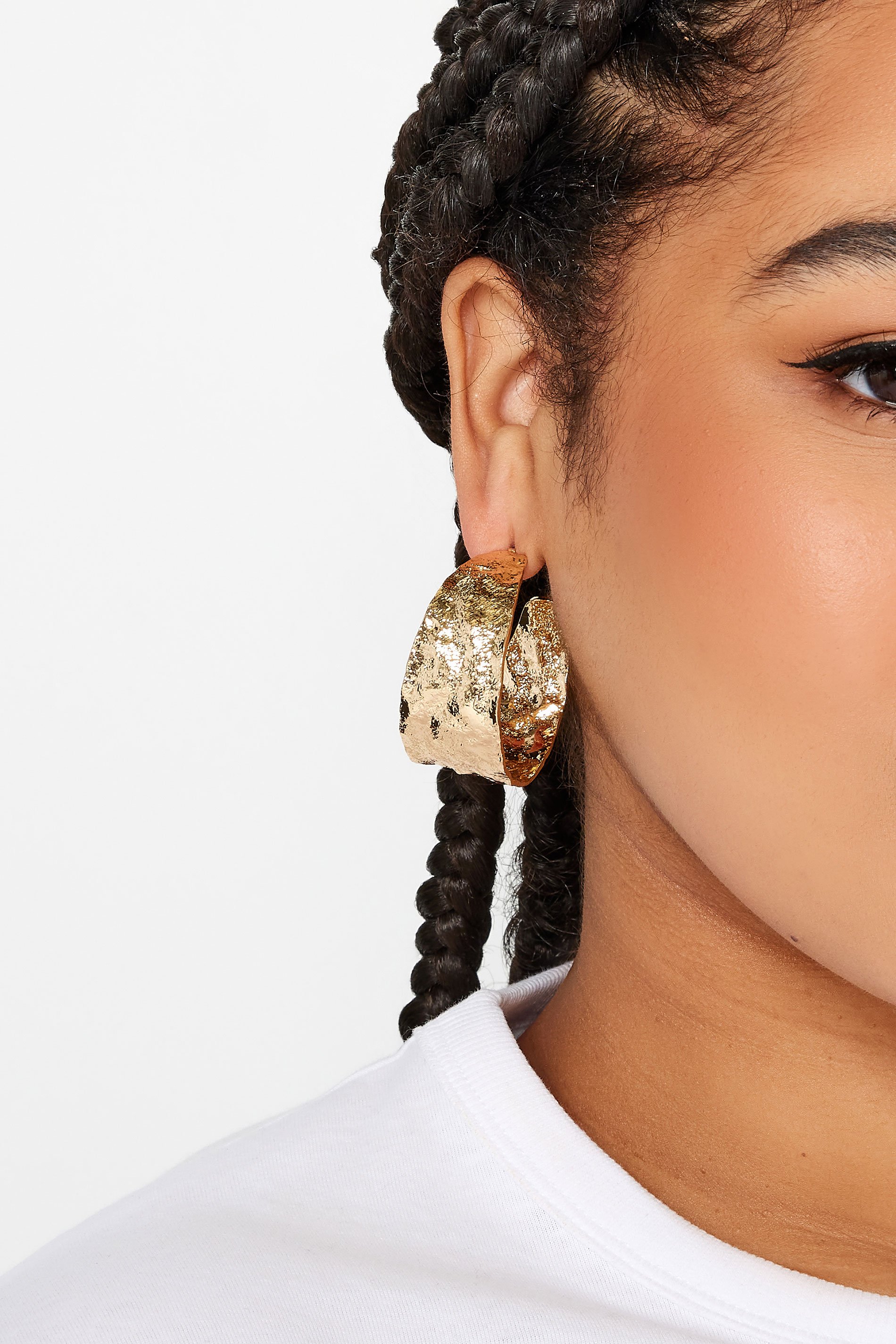 Gold Tone Textured Hoop Earrings 1