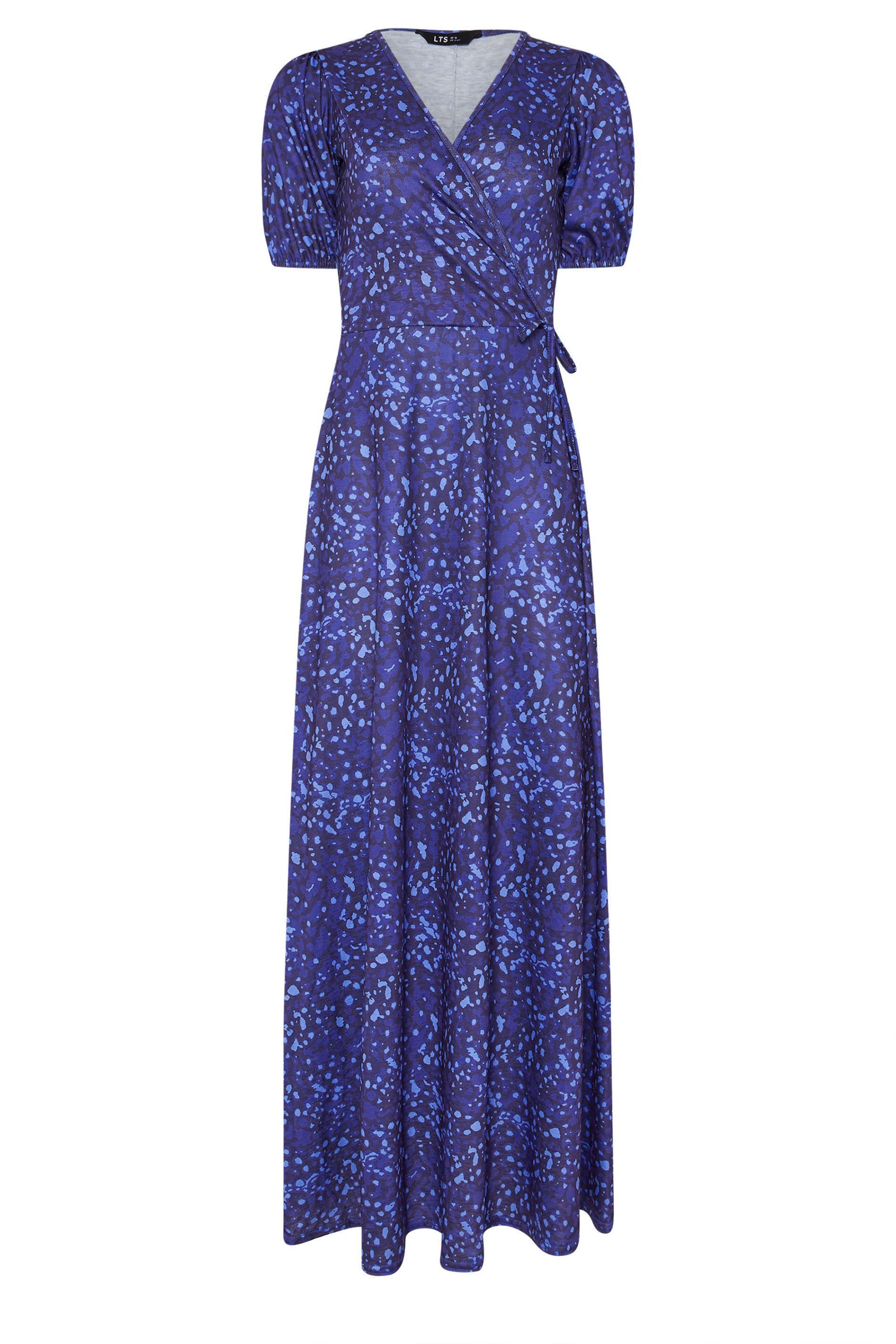LTS Tall Blue Abstract Spot Wrap Maxi Dress | Long Tall Sally 5