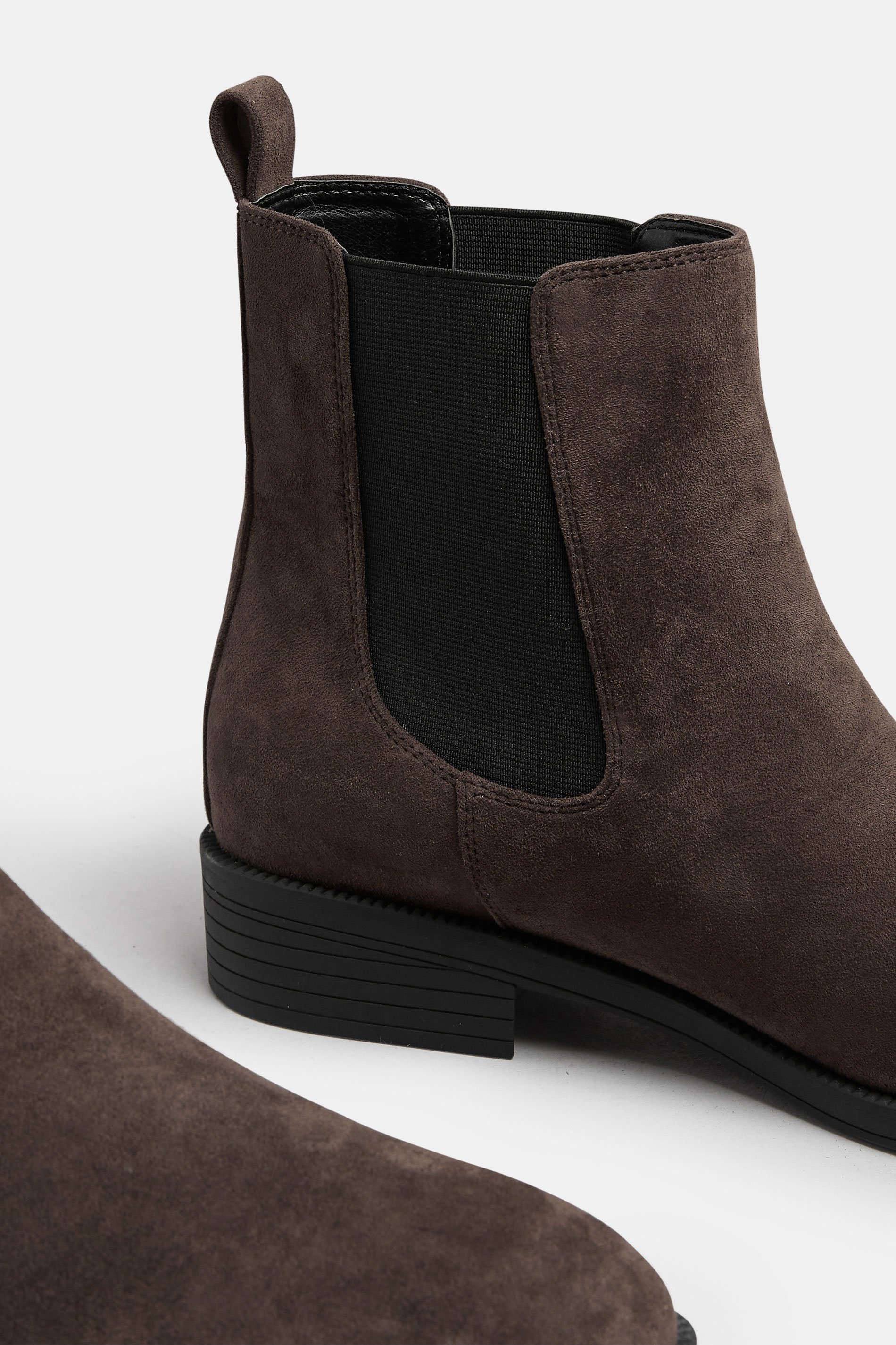 LTS Chocolate Brown Faux Suede Chelsea Ankle Boots In Standard Fit | Long Tall Sally 5