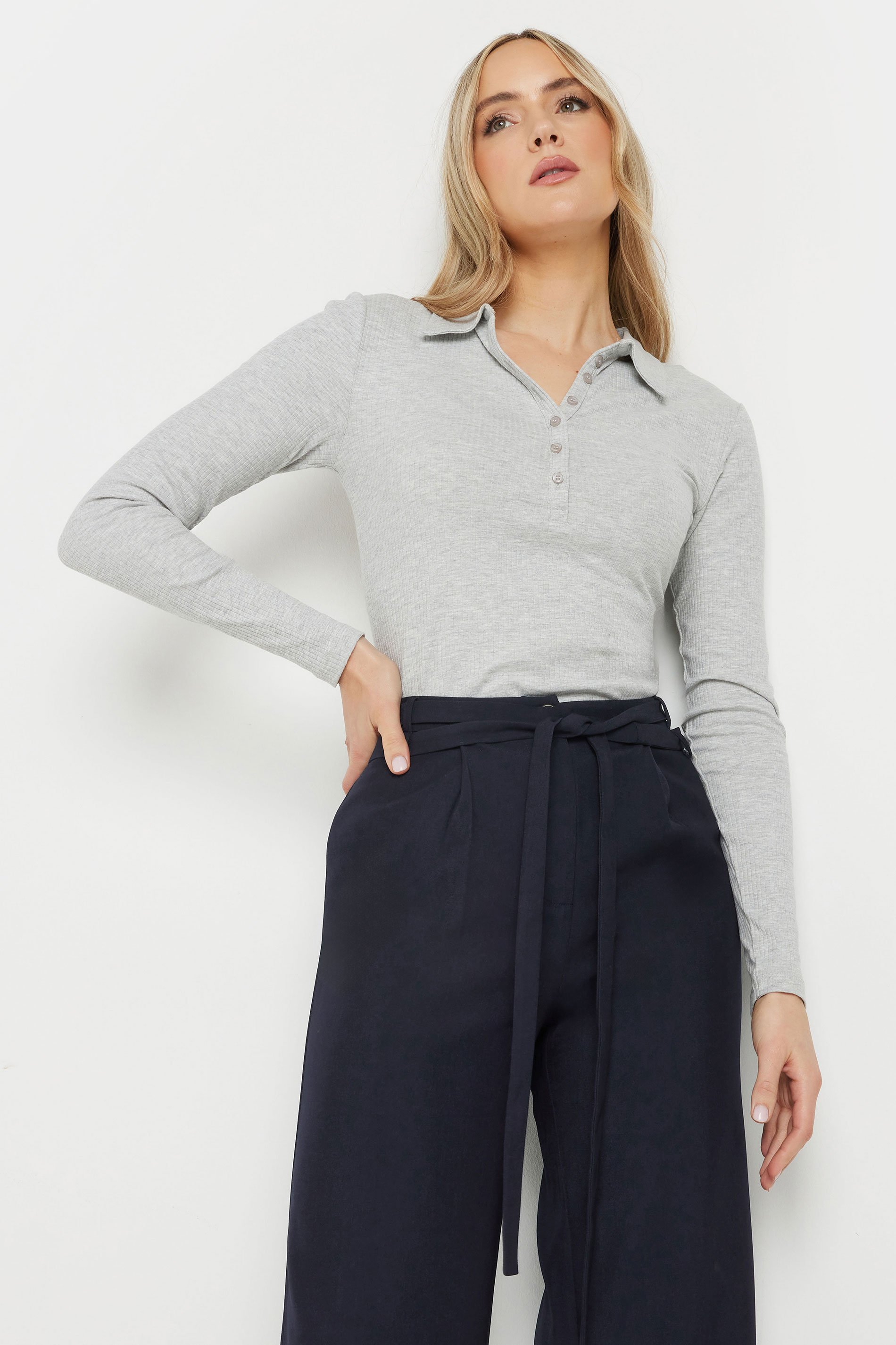 LTS Tall Navy Blue Double Belt Tie Trousers | Long Tall Sally 5