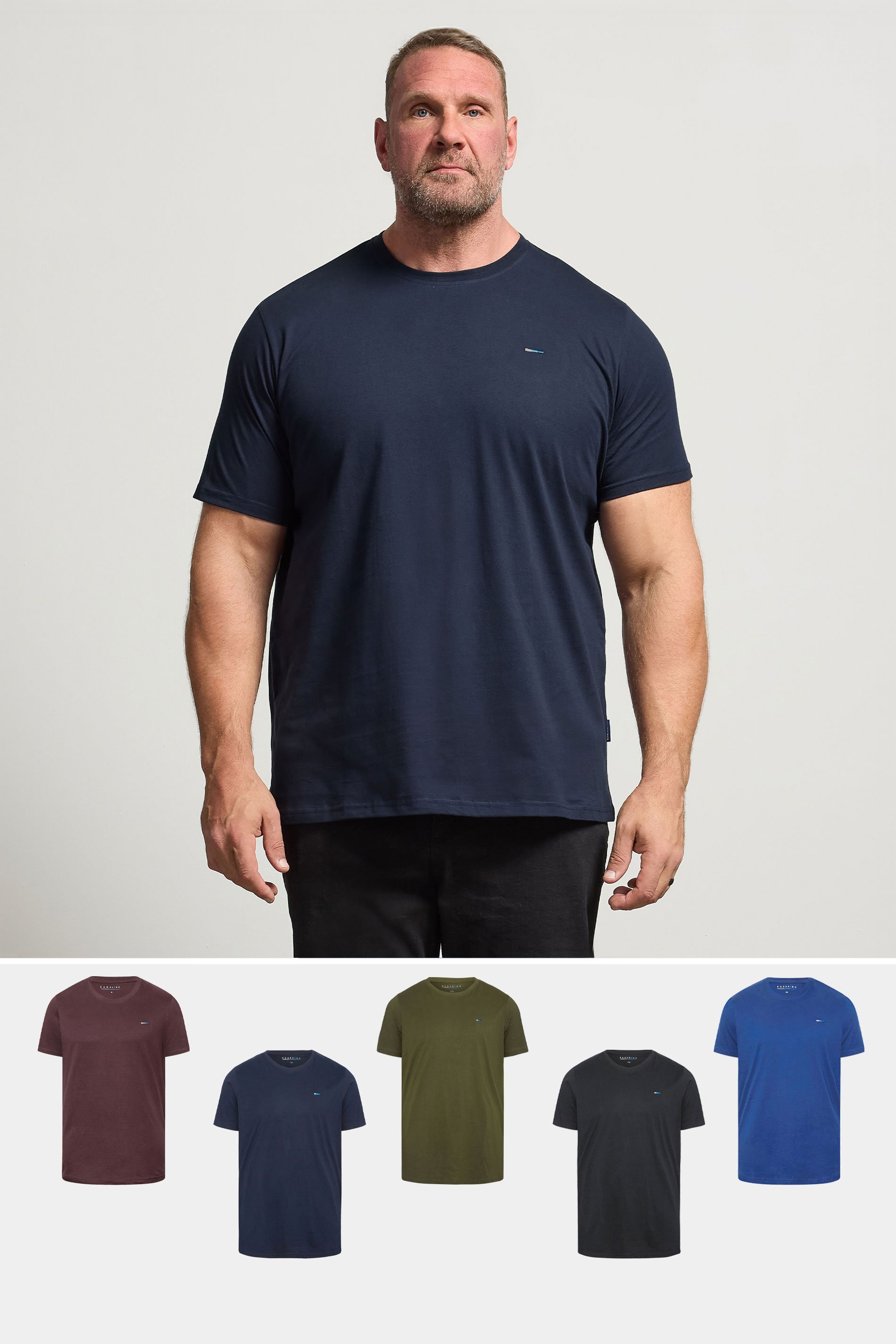 BadRhino Big & Tall 5 Pack Black & Blue Core T-Shirts | BadRhino 1