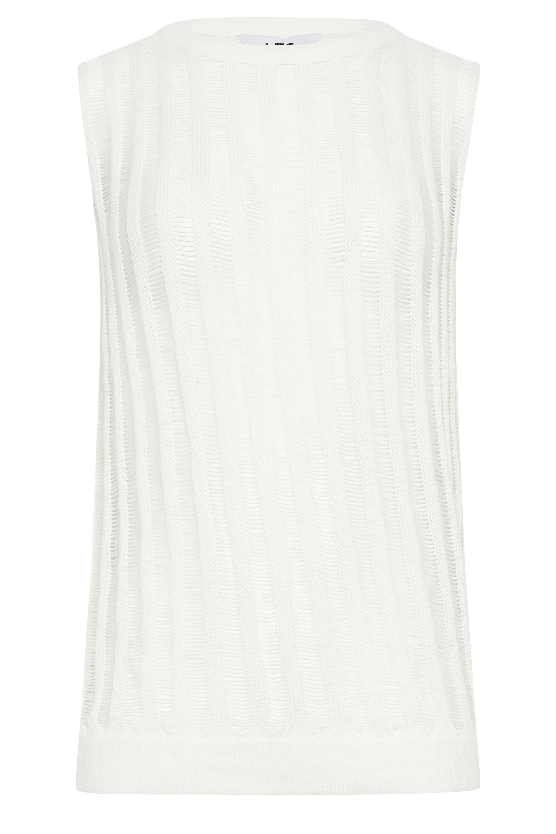 LTS Tall Women's Ivory White Crochet Vest Top | Long Tall Sally 6